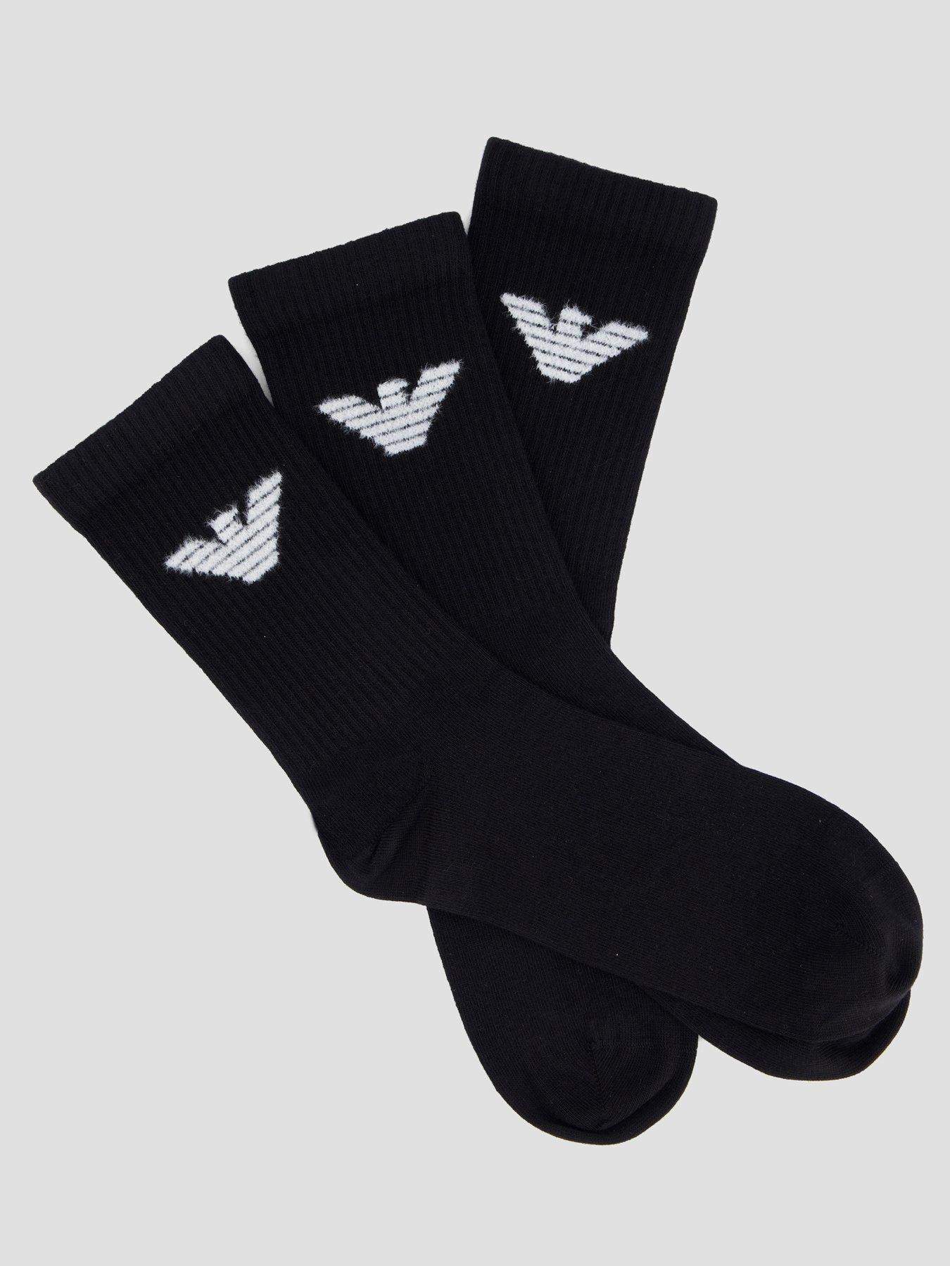 Image 2 of 4 of Emporio Armani Bodywear 3 Pack Crew Socks - Black