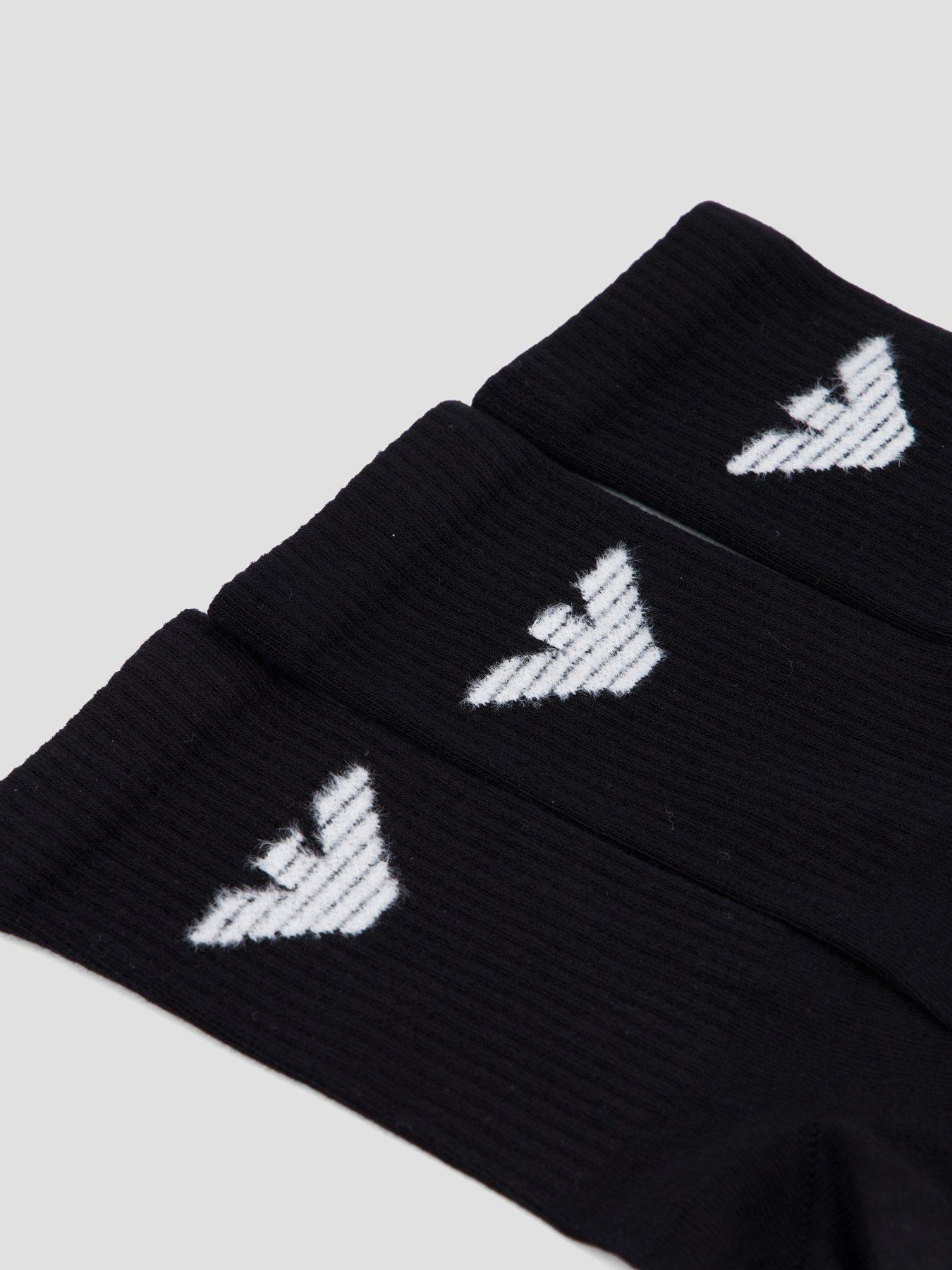 Image 3 of 4 of Emporio Armani Bodywear 3 Pack Crew Socks - Black