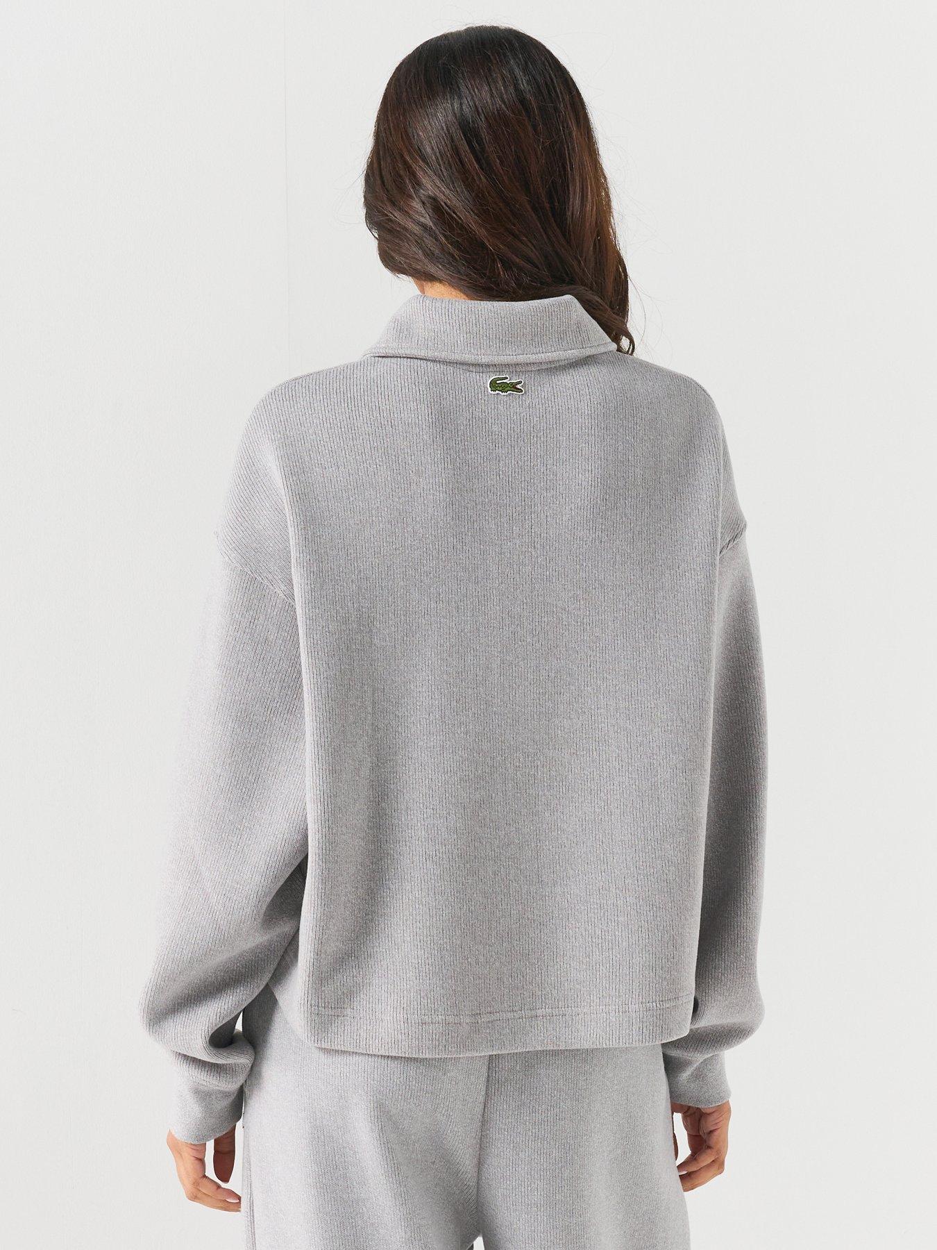 Image 2 of 6 of Lacoste Ribbed Interlock Polo Sweatshirt - Grey