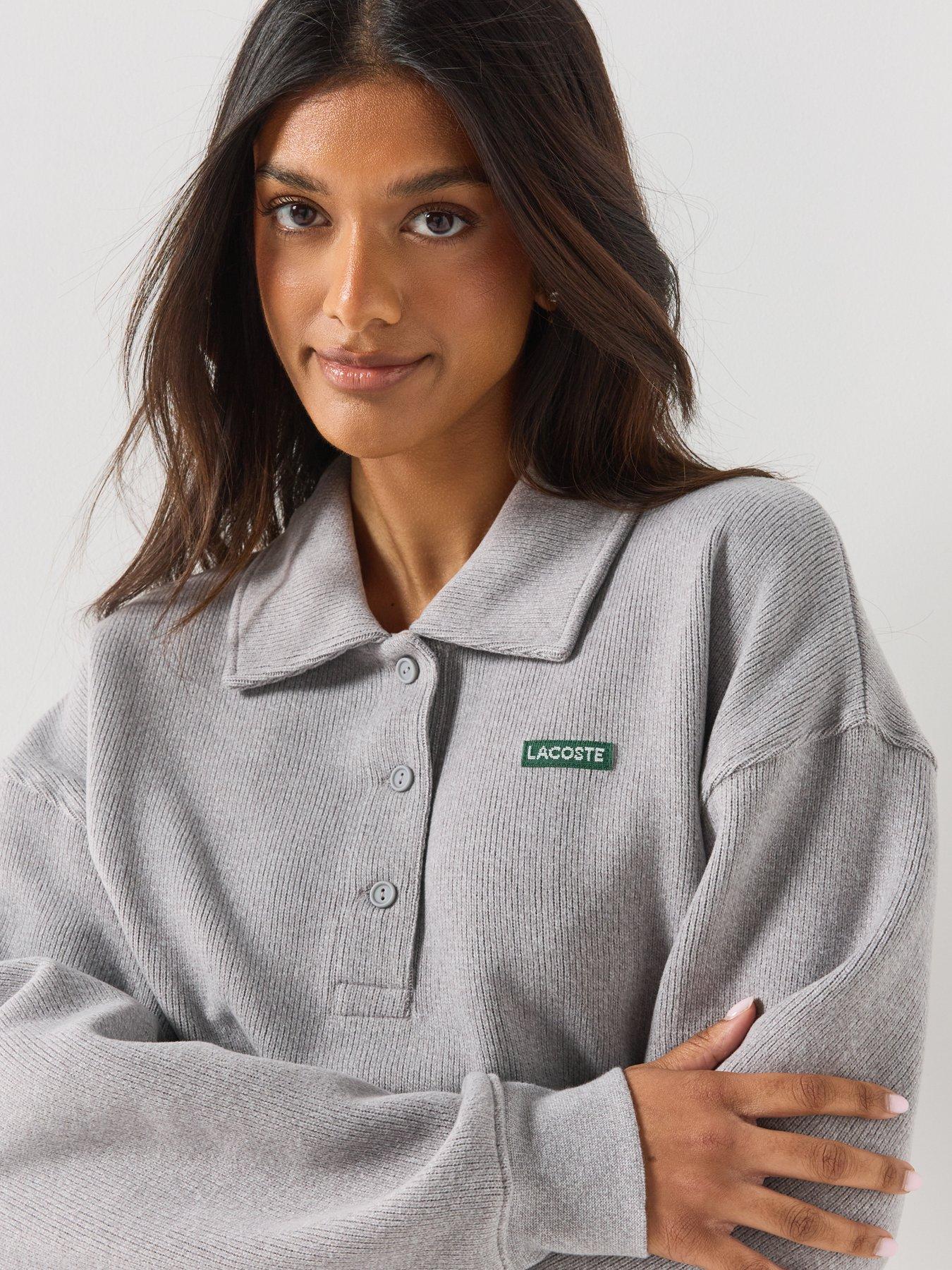 Image 4 of 6 of Lacoste Ribbed Interlock Polo Sweatshirt - Grey