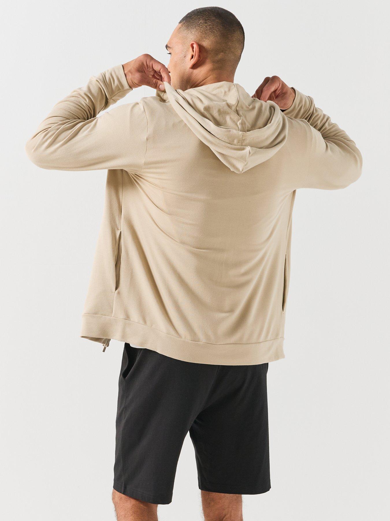 Image 2 of 6 of Emporio Armani Bodywear Mens Modal Terry Hooded Full Zip Lounge Sweatshirt - Beige
