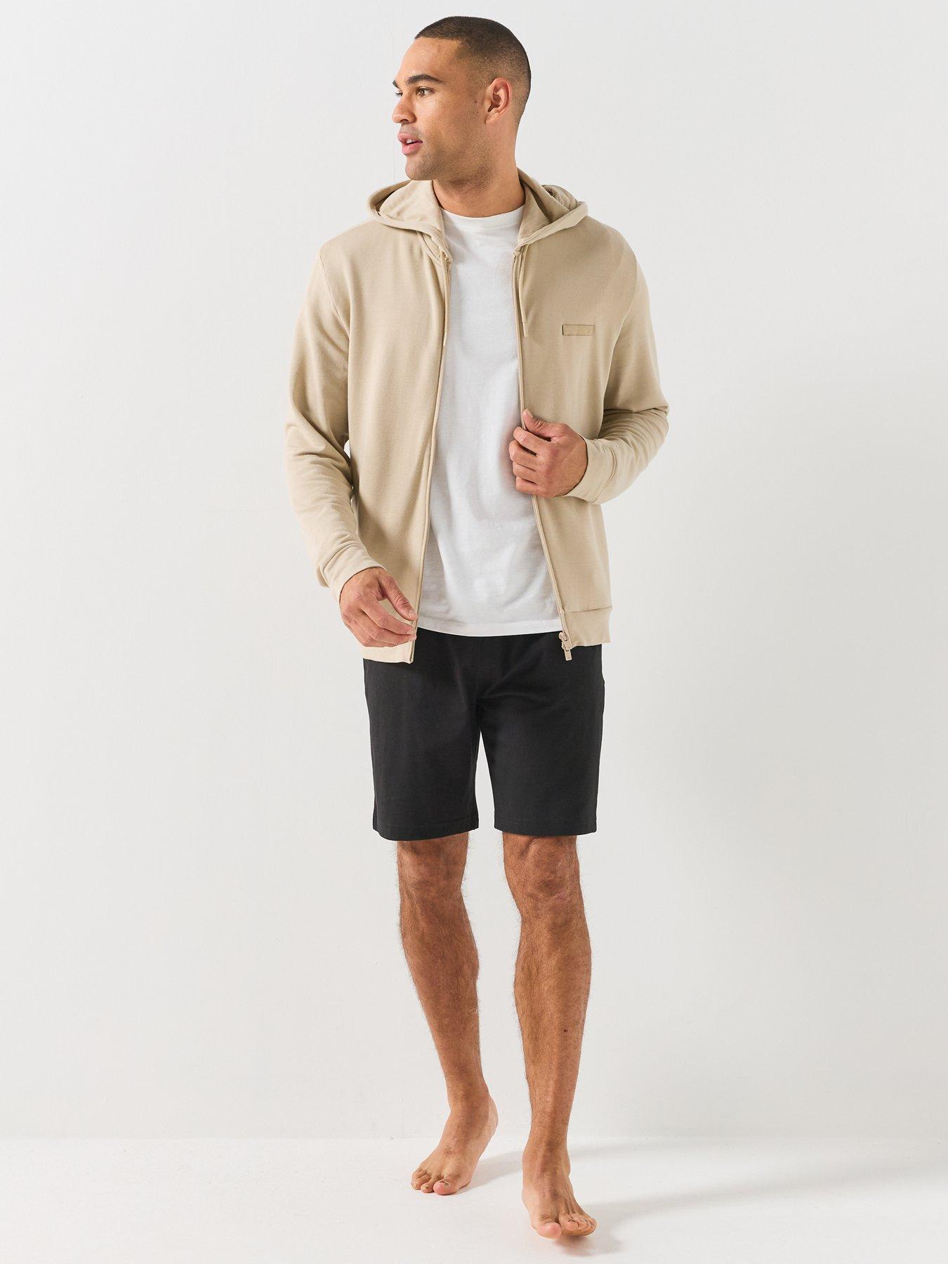 Image 3 of 6 of Emporio Armani Bodywear Mens Modal Terry Hooded Full Zip Lounge Sweatshirt - Beige