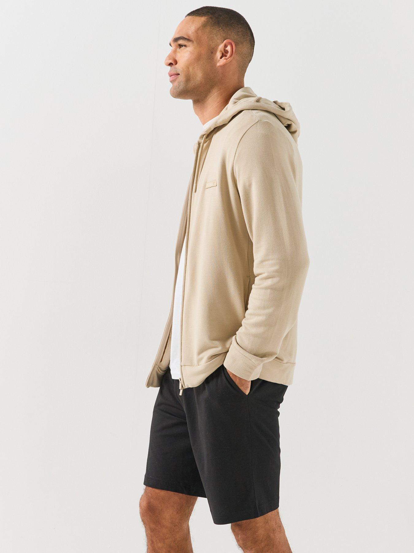 Image 6 of 6 of Emporio Armani Bodywear Mens Modal Terry Hooded Full Zip Lounge Sweatshirt - Beige