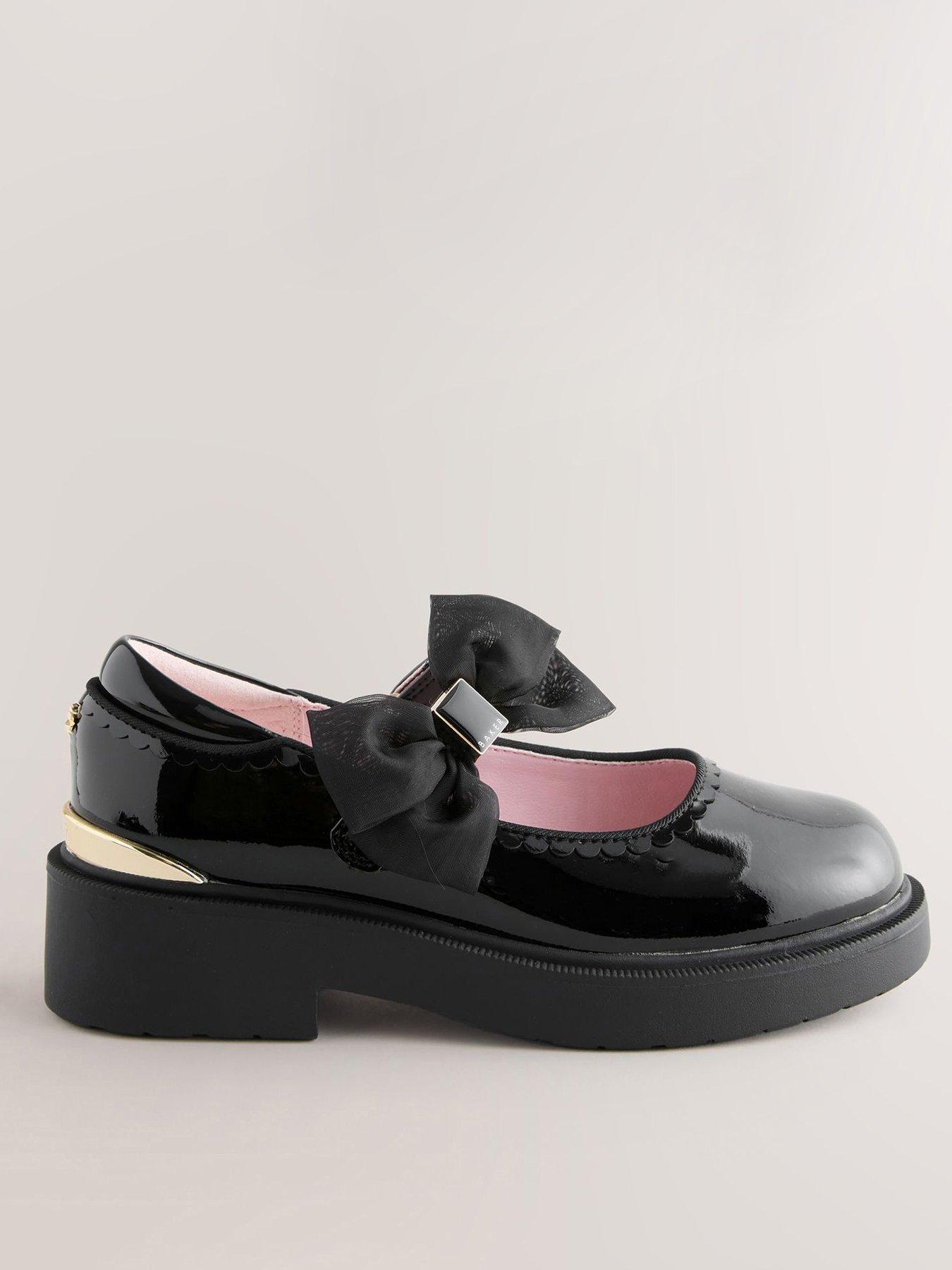 Ted Baker Girls Leather Organza Side Bow Mary Jane Shoes - Black
