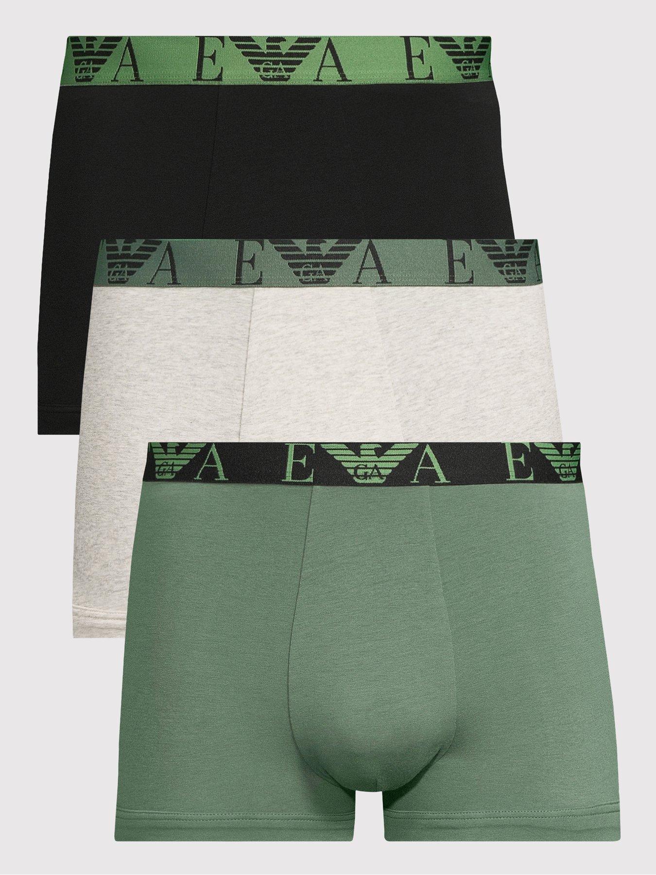 Image 1 of 3 of Emporio Armani Bodywear Regular Fit 3-pack Jersey Trunks with a Bold Monogram - Multicoloured