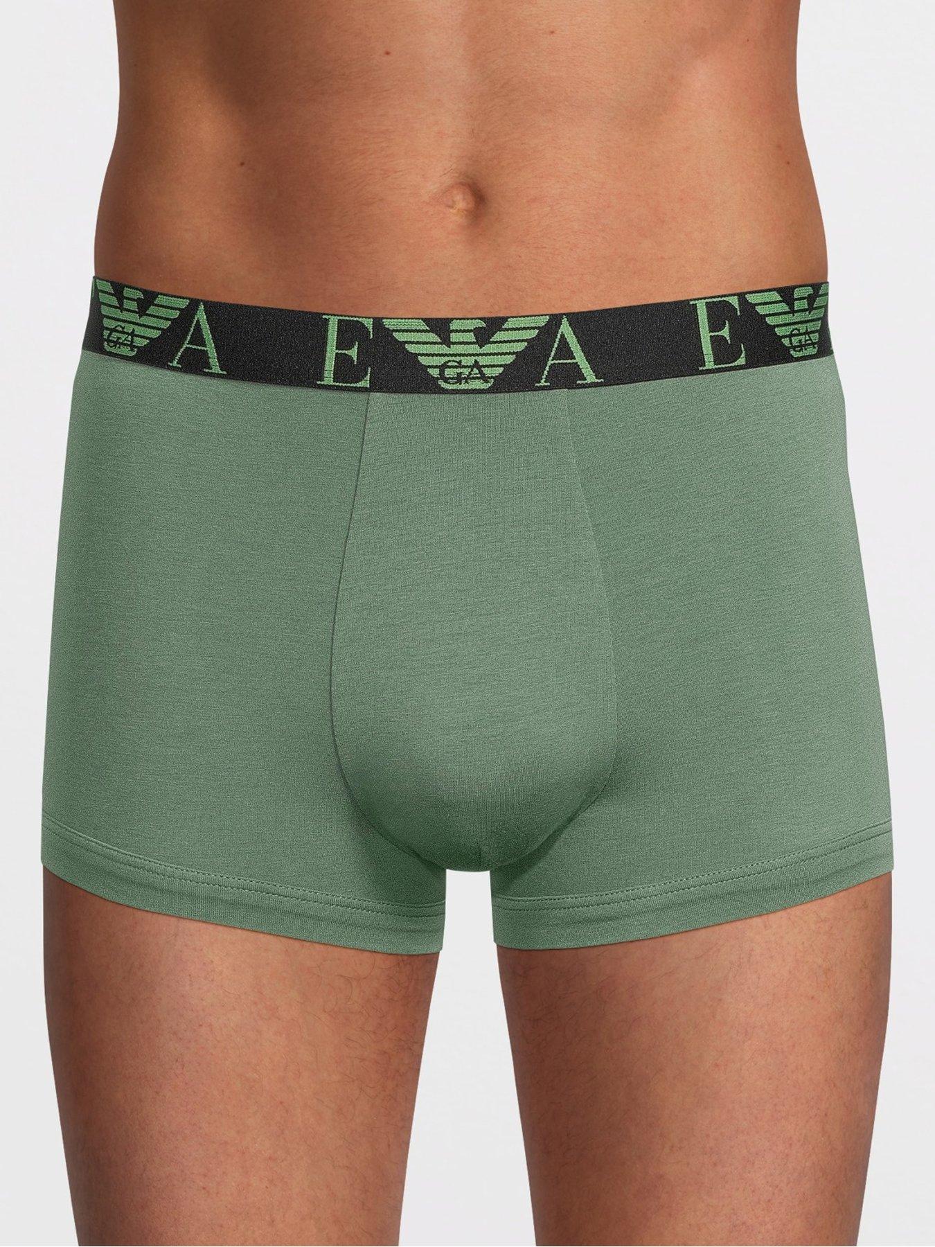 Image 2 of 3 of Emporio Armani Bodywear Regular Fit 3-pack Jersey Trunks with a Bold Monogram - Multicoloured