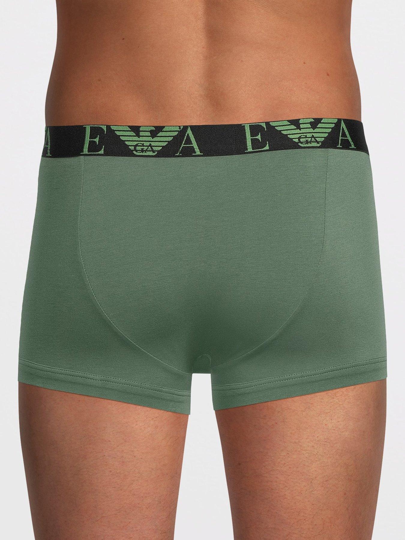 Image 3 of 3 of Emporio Armani Bodywear Regular Fit 3-pack Jersey Trunks with a Bold Monogram - Multicoloured
