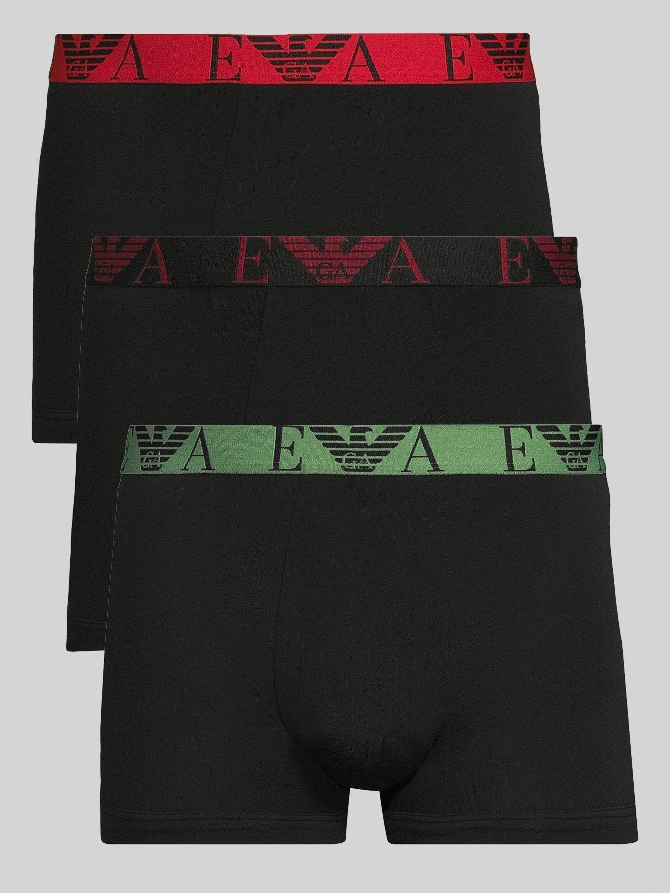 Image 1 of 3 of Emporio Armani Bodywear Emporio Armani Bodywear Bold Monogram Waistband 3 Pack Trunks
