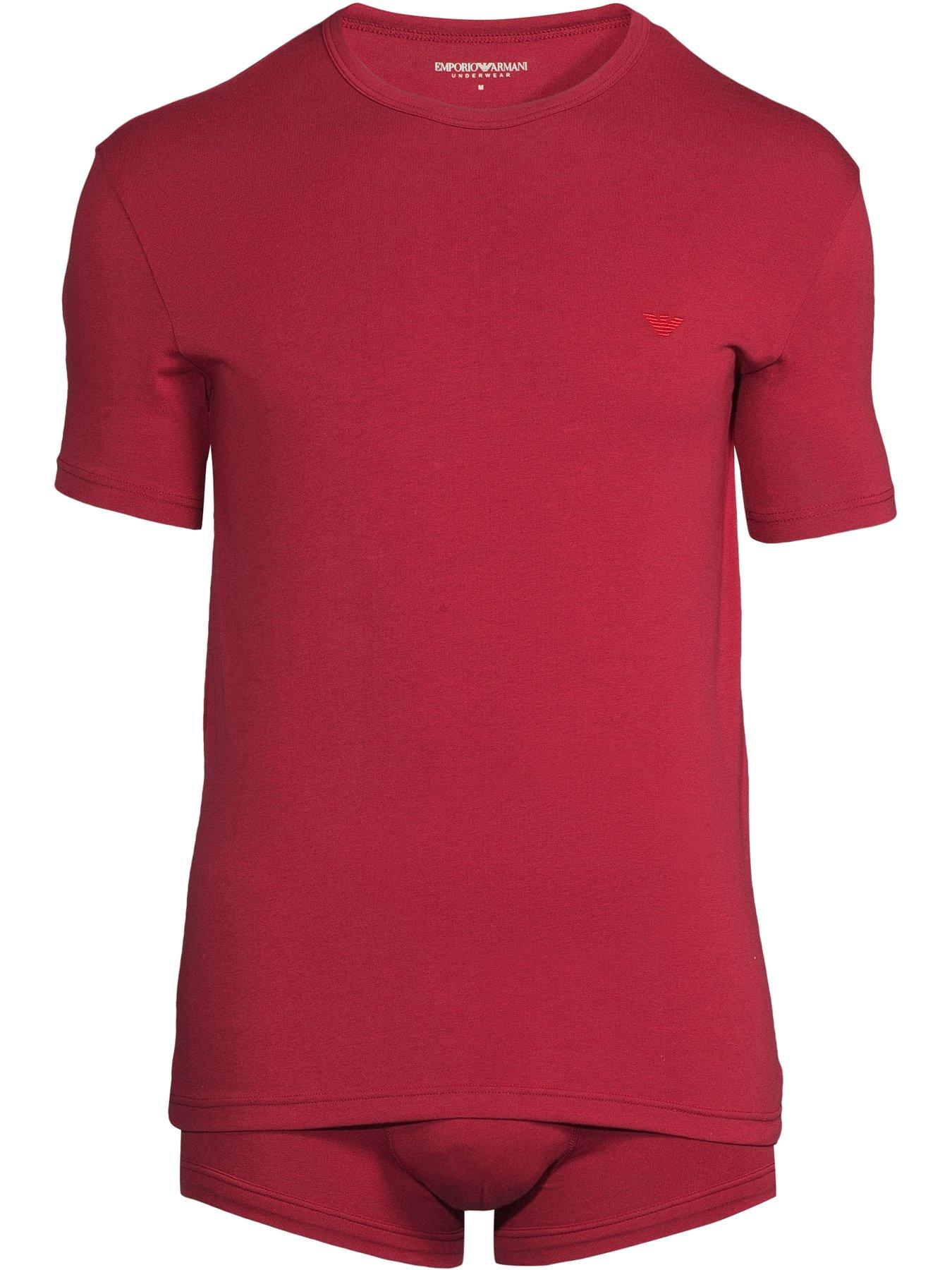Image 1 of 3 of Emporio Armani Bodywear Mens Bodywear Stretch Cotton Logo Waistband T-Shirt and Trunks Set - Red
