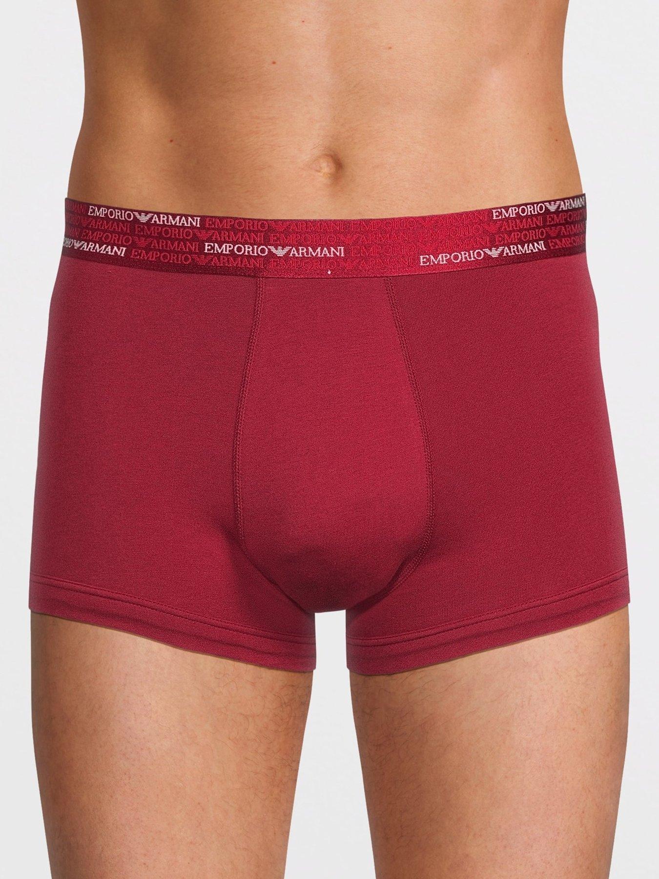 Image 2 of 3 of Emporio Armani Bodywear Mens Bodywear Stretch Cotton Logo Waistband T-Shirt and Trunks Set - Red
