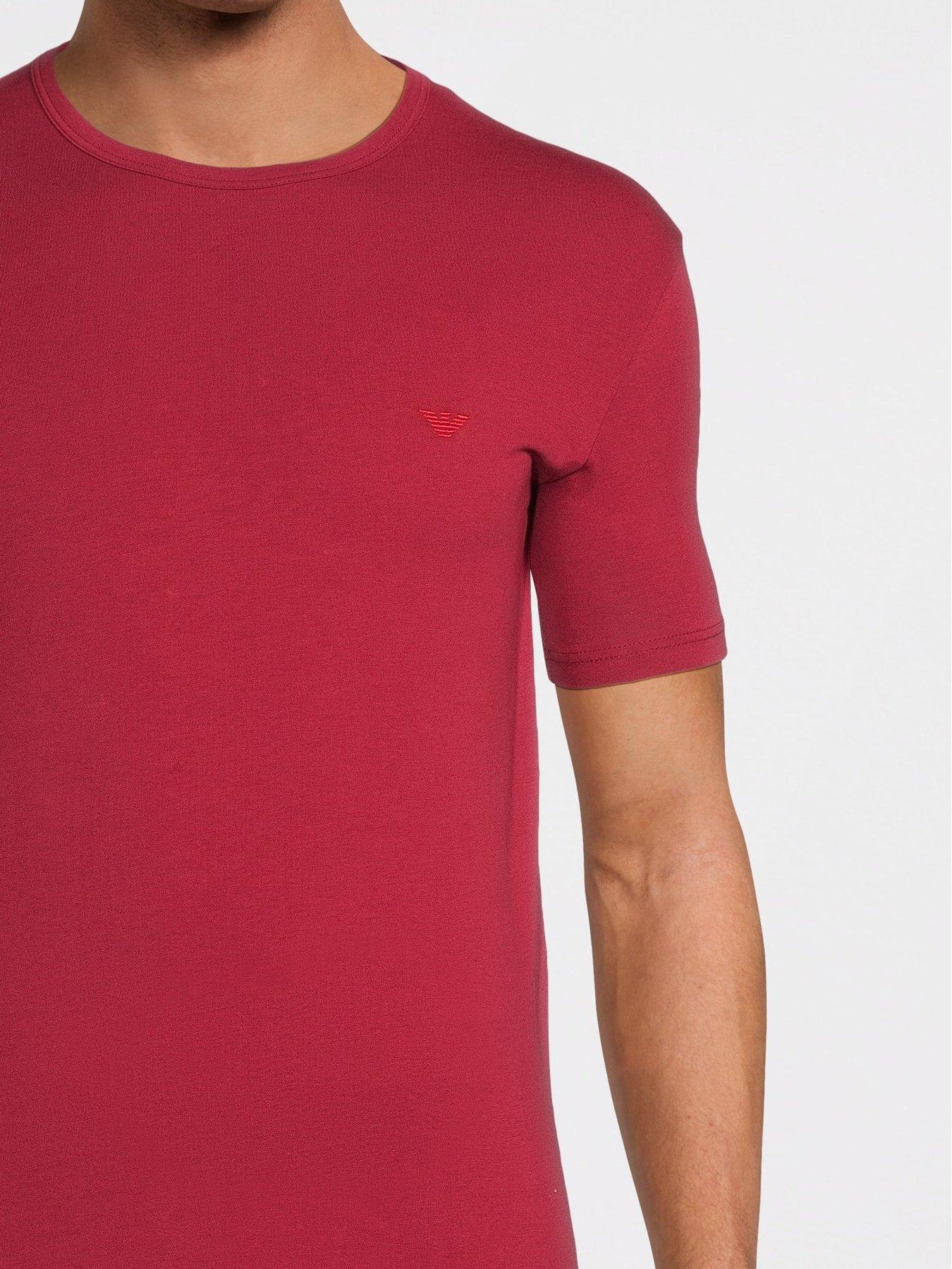Image 3 of 3 of Emporio Armani Bodywear Mens Bodywear Stretch Cotton Logo Waistband T-Shirt and Trunks Set - Red