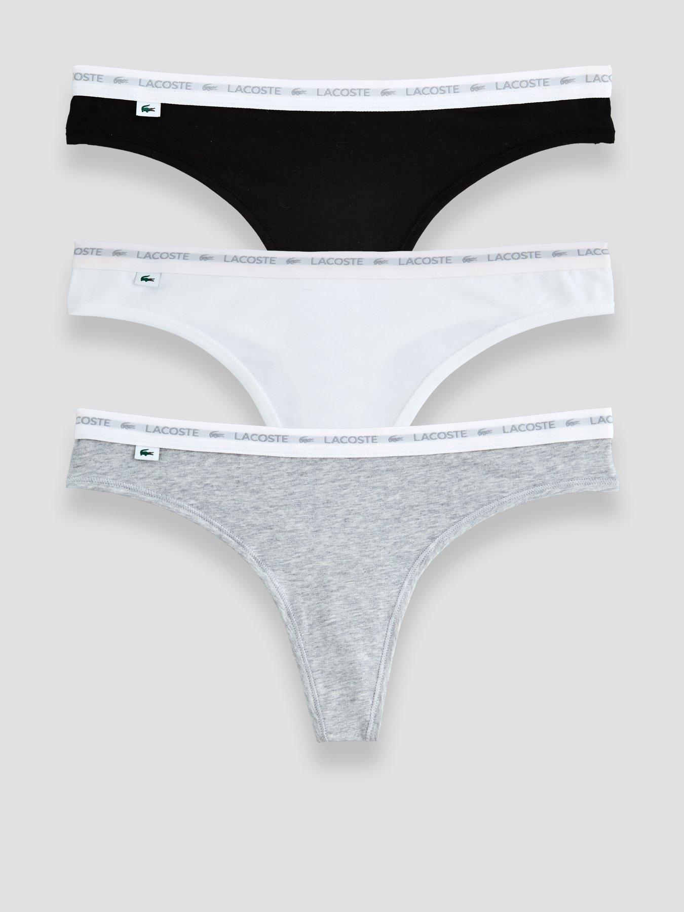 Image 1 of 6 of Lacoste Womens Lacoste Branded Waistband Stretch Thongs 3 Pack - Multi