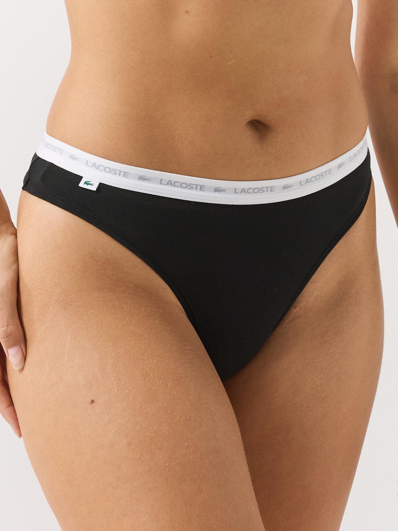 Image 6 of 6 of Lacoste Womens Lacoste Branded Waistband Stretch Thongs 3 Pack - Multi