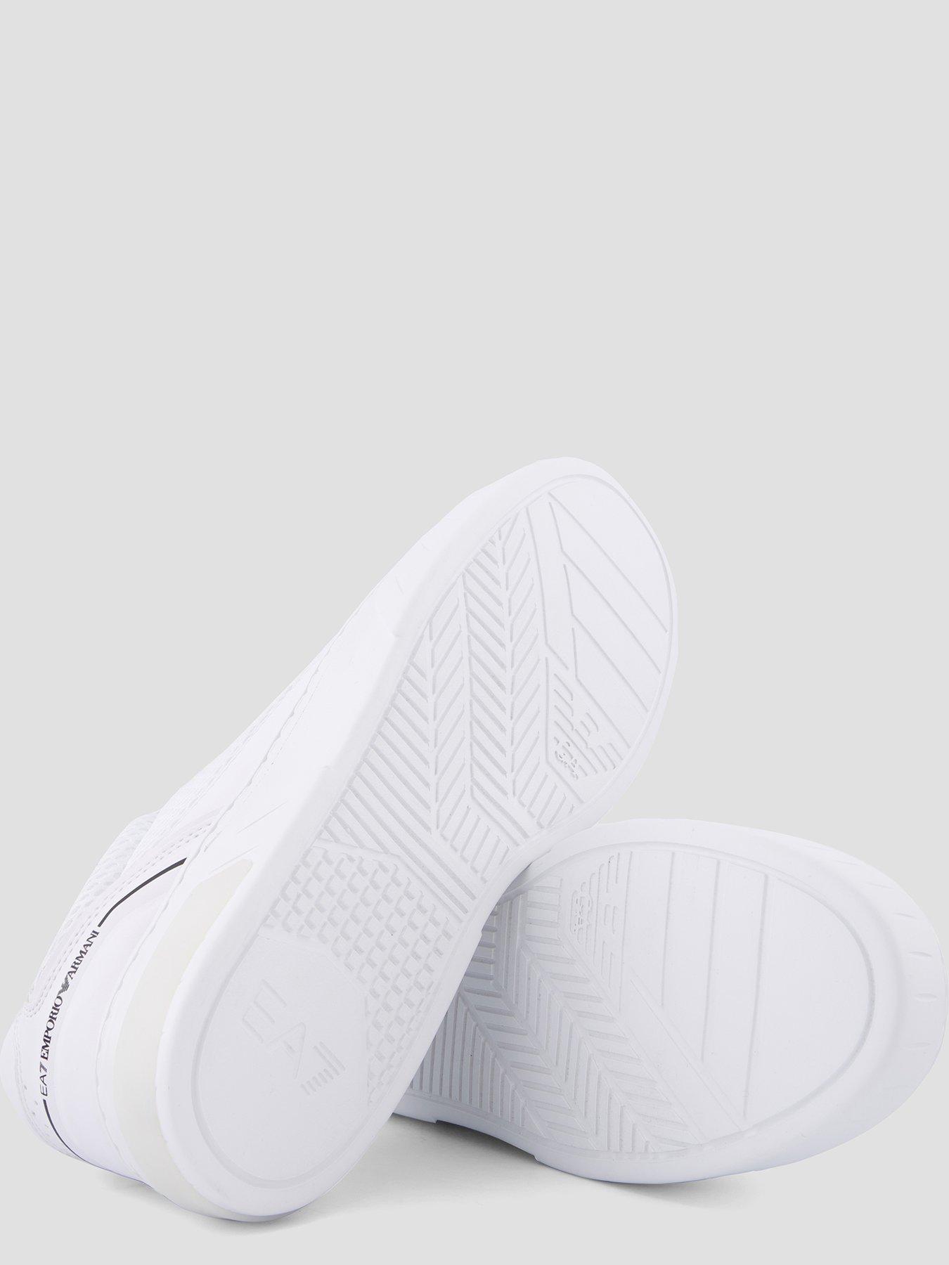 Image 4 of 7 of EA7 Emporio Armani Mens Court Lace-Up Mesh-Detail Trainers - White