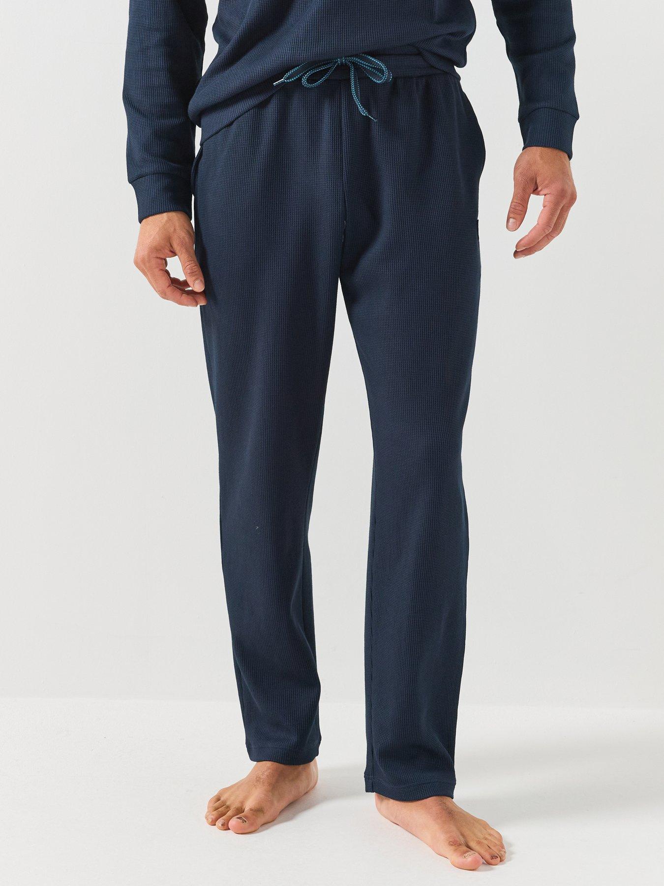 Image 1 of 6 of Emporio Armani Bodywear Emporio Armani Bodywear Mens Waffle Terry Lounge Trousers - Navy