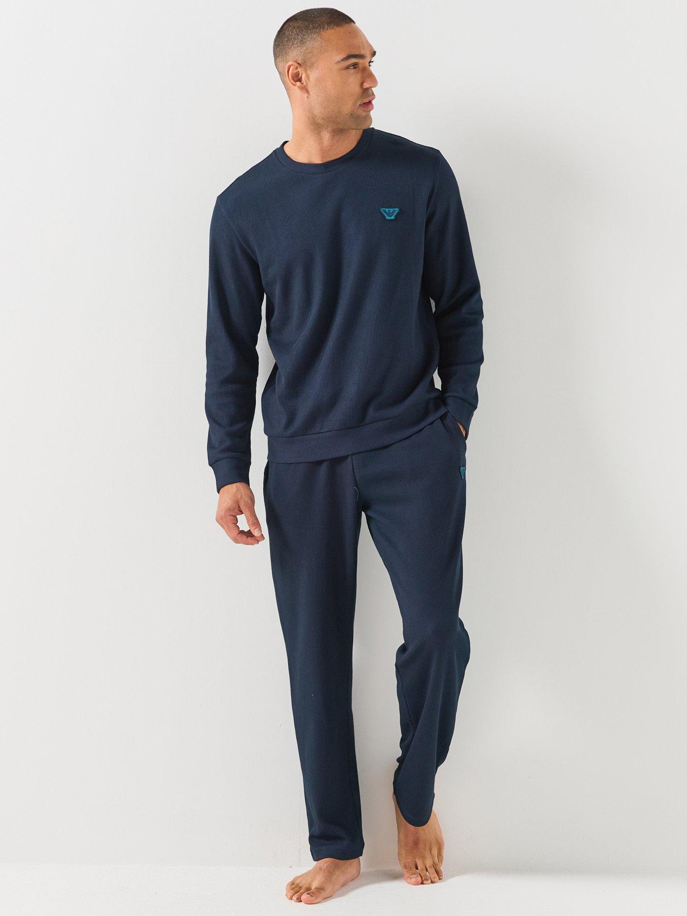 Image 3 of 6 of Emporio Armani Bodywear Emporio Armani Bodywear Mens Waffle Terry Lounge Trousers - Navy