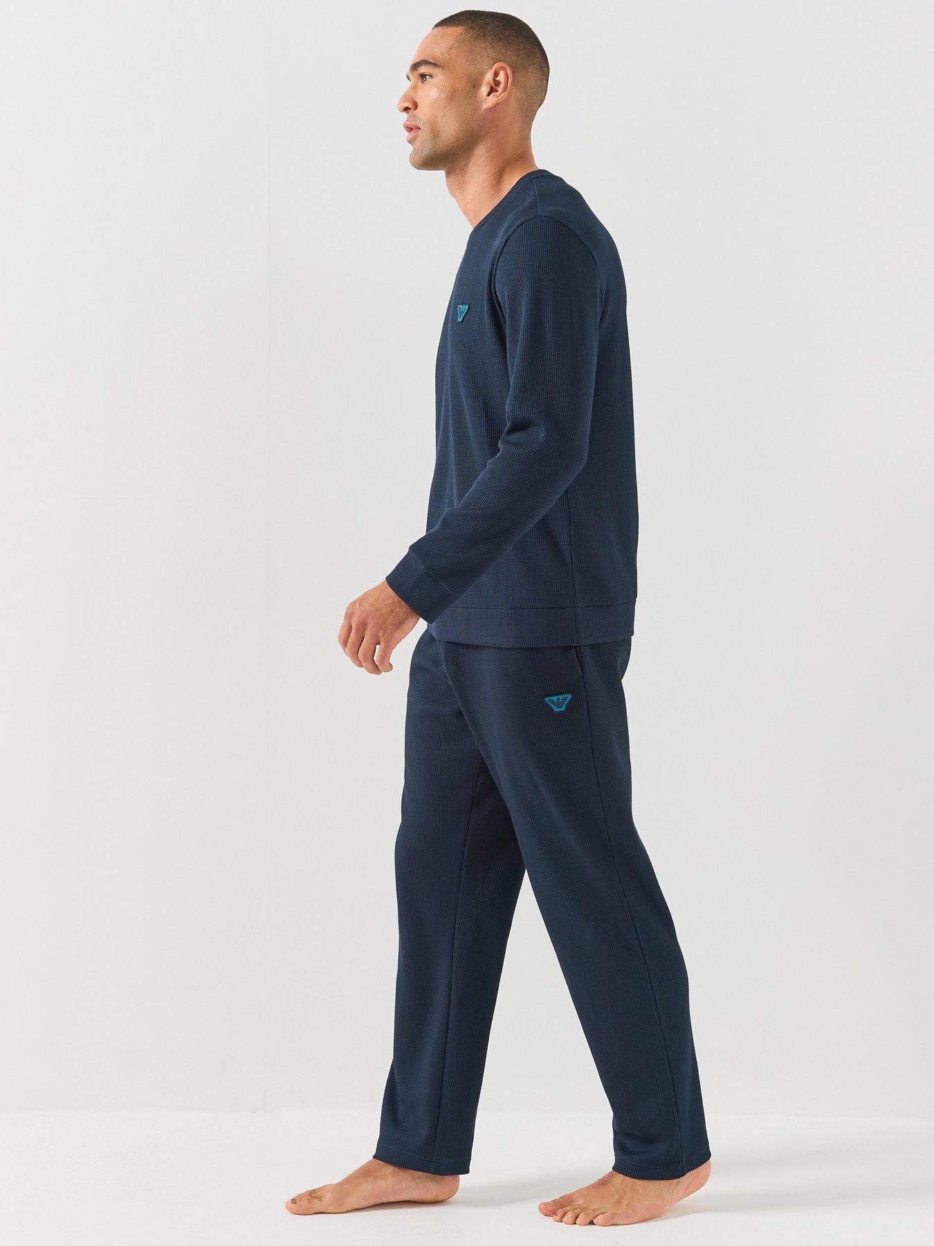 Image 5 of 6 of Emporio Armani Bodywear Emporio Armani Bodywear Mens Waffle Terry Lounge Trousers - Navy