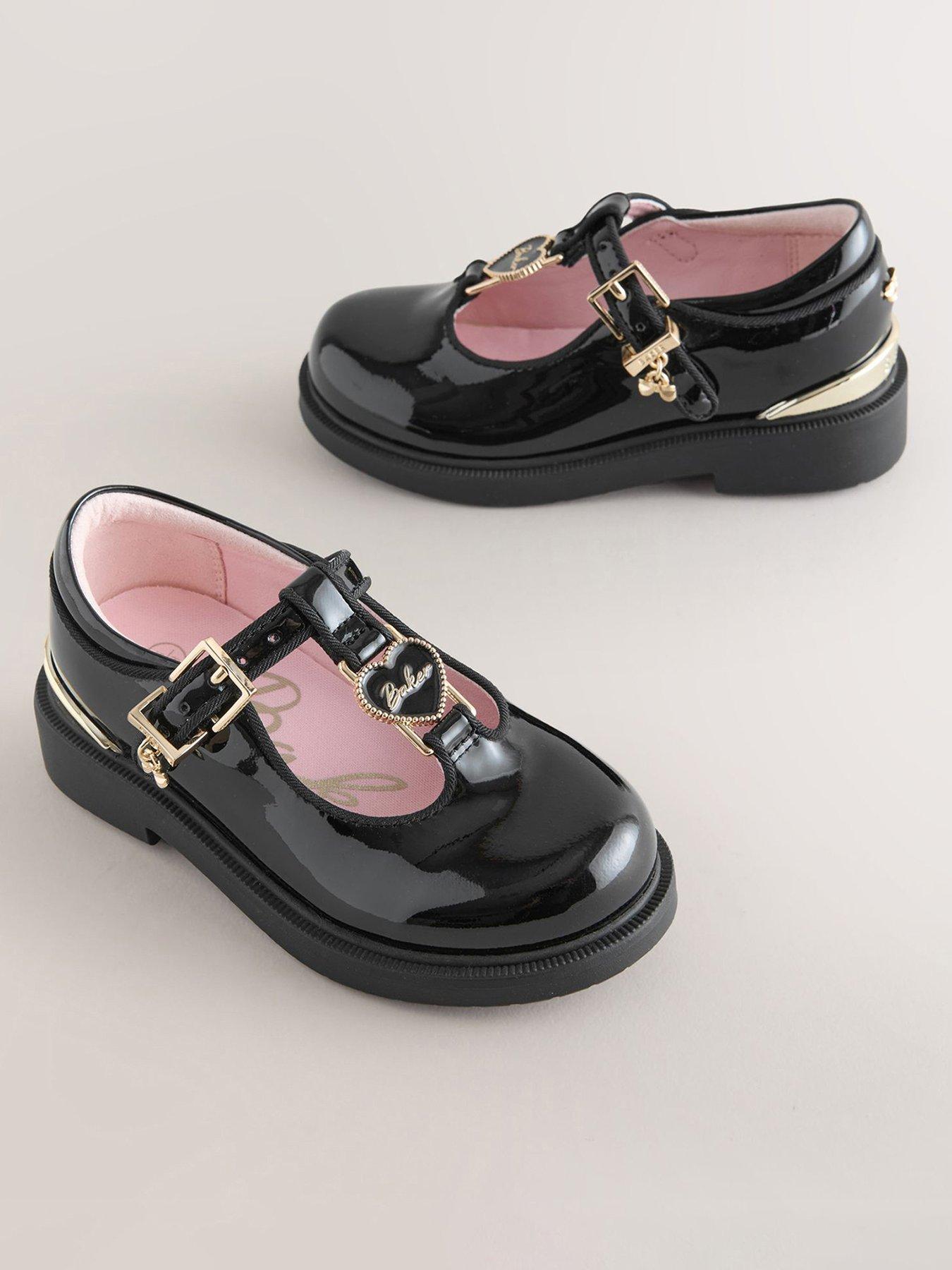 Ted Baker Younger Girls Patent T-Bar Mary Jane School Shoes With Chunky Sole - Black