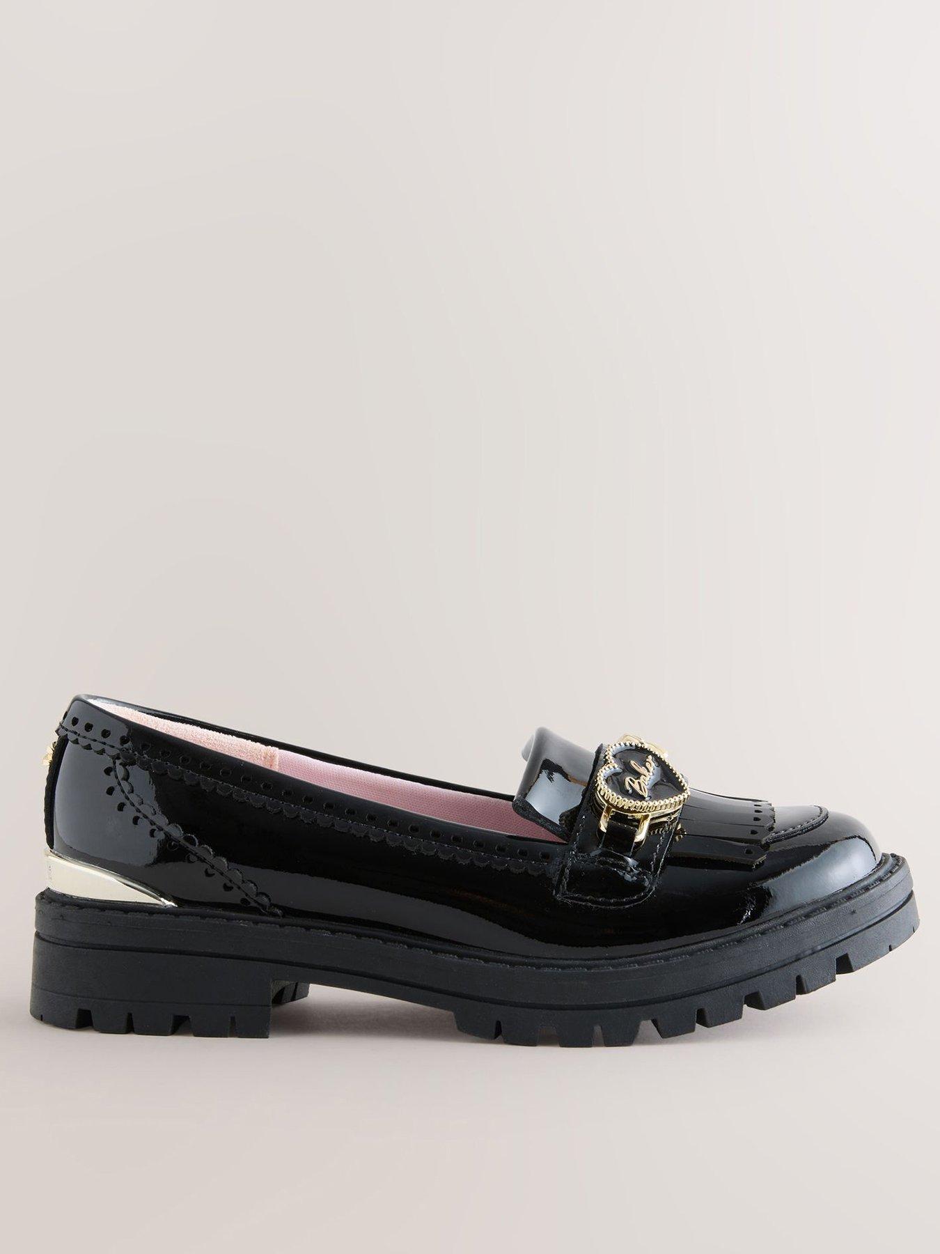 Ted Baker Girls Patent Leather Fringe Loafers - Black