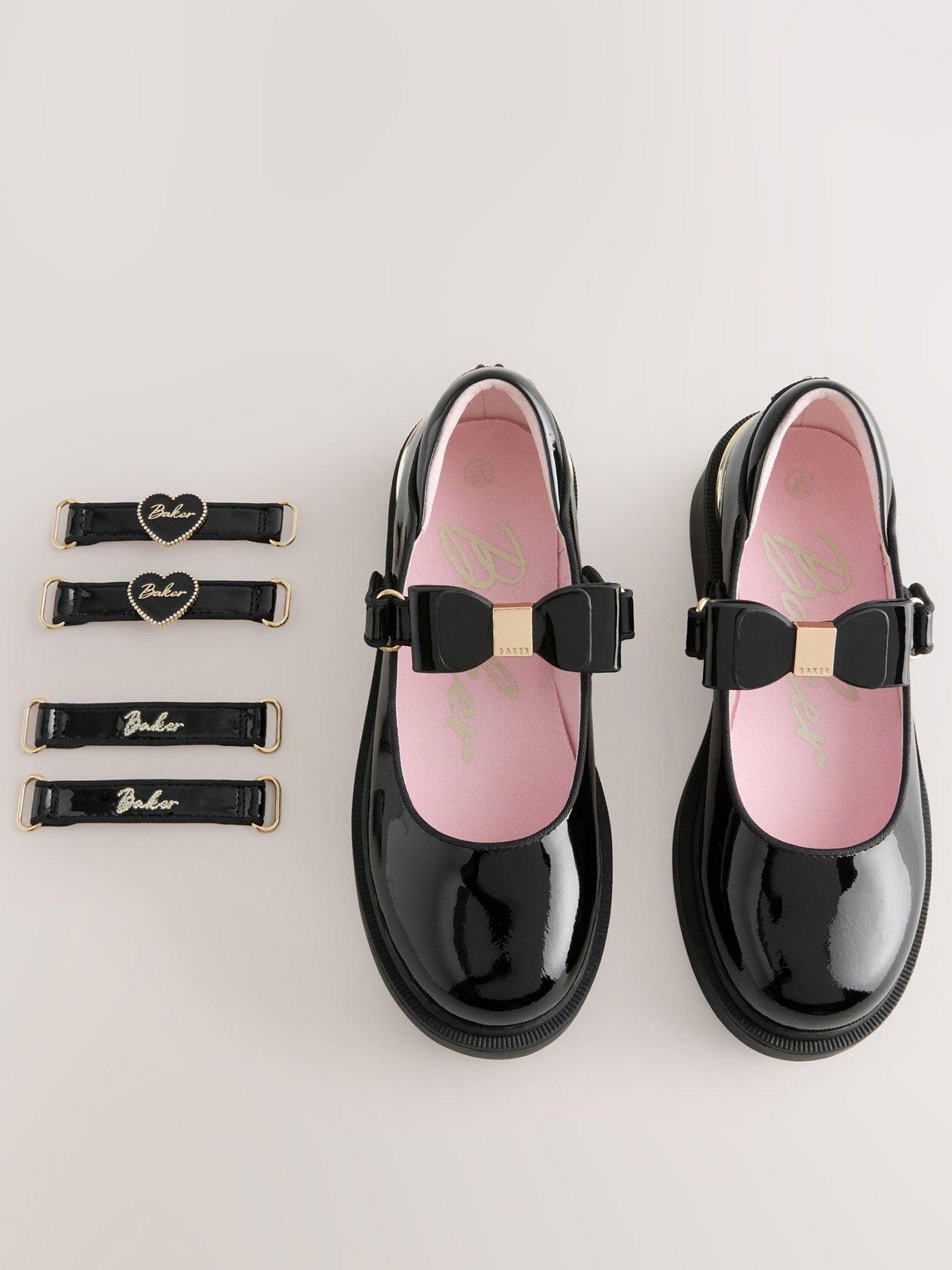 Ted Baker Girls Patent Leather Multiple Straps Chunky Mary Jane Shoes - Black