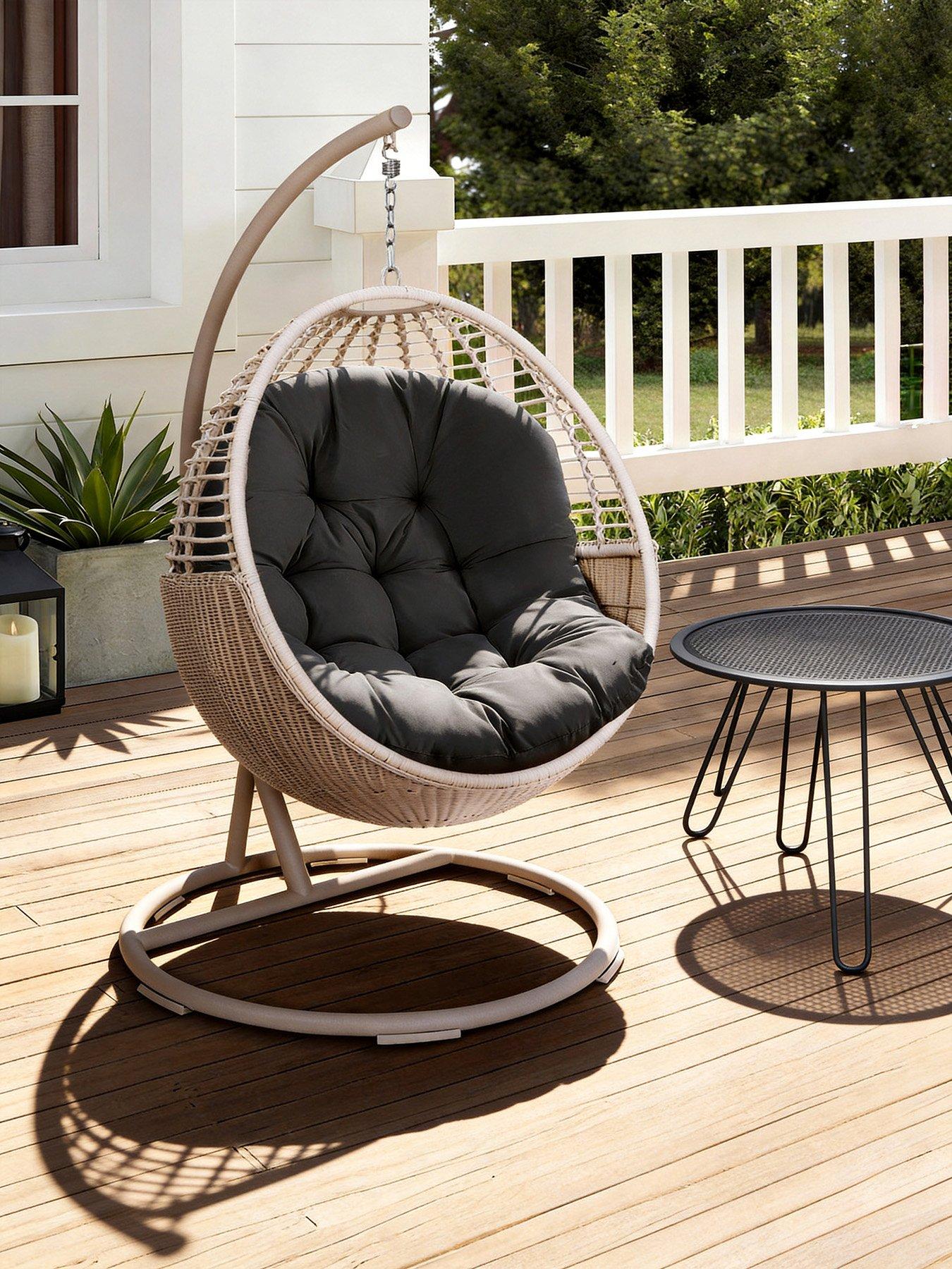 Image 4 of 7 of Living and Home Basic Hanging Egg Chair Cushion - Black