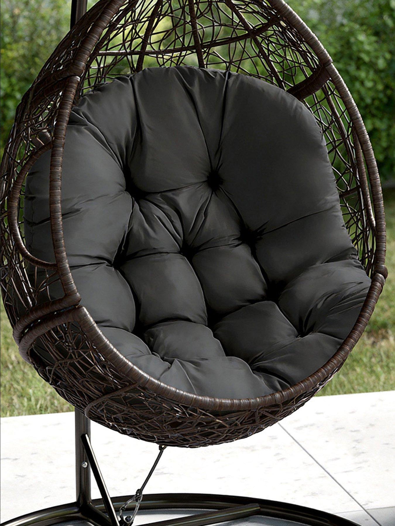 Image 5 of 7 of Living and Home Basic Hanging Egg Chair Cushion - Black