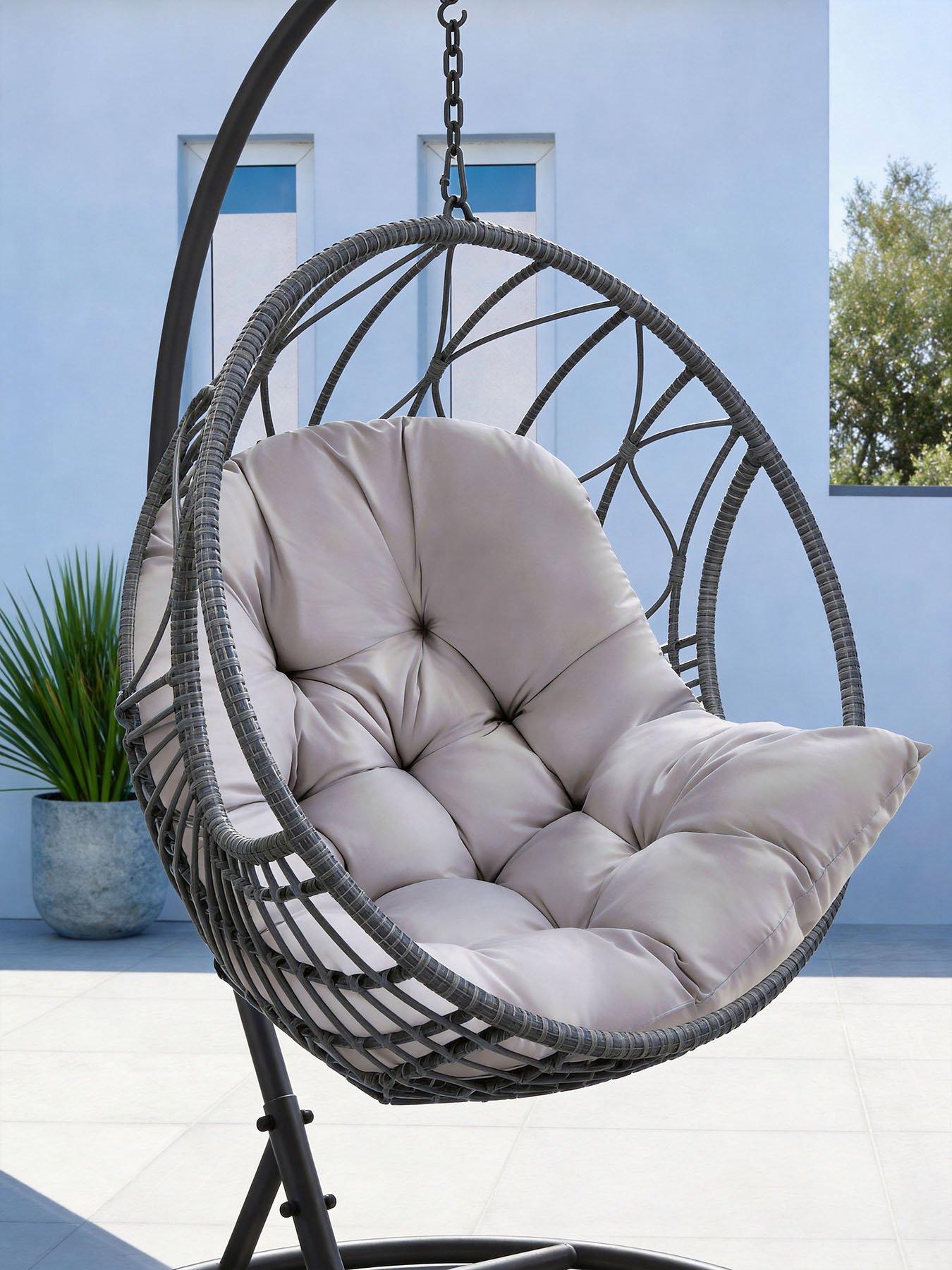 Living and Home Basic Hanging Egg Chair Cushion - Light Grey