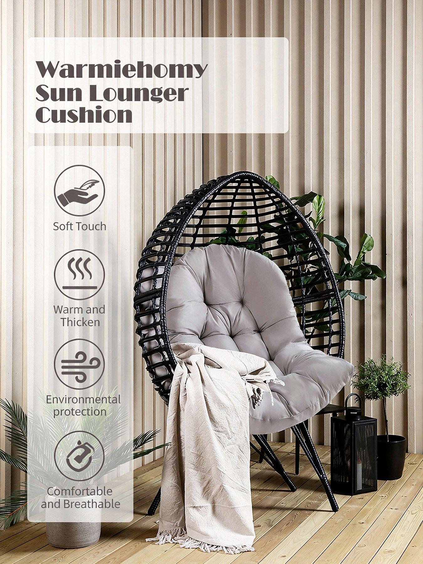 Image 4 of 7 of Living and Home Basic Hanging Egg Chair Cushion - Light Grey