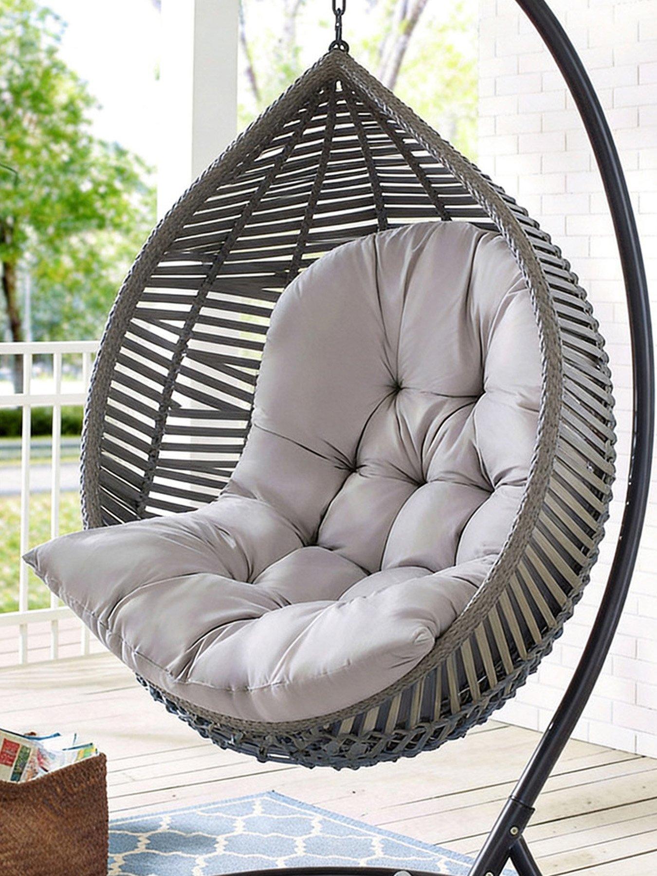 Image 5 of 7 of Living and Home Basic Hanging Egg Chair Cushion - Light Grey