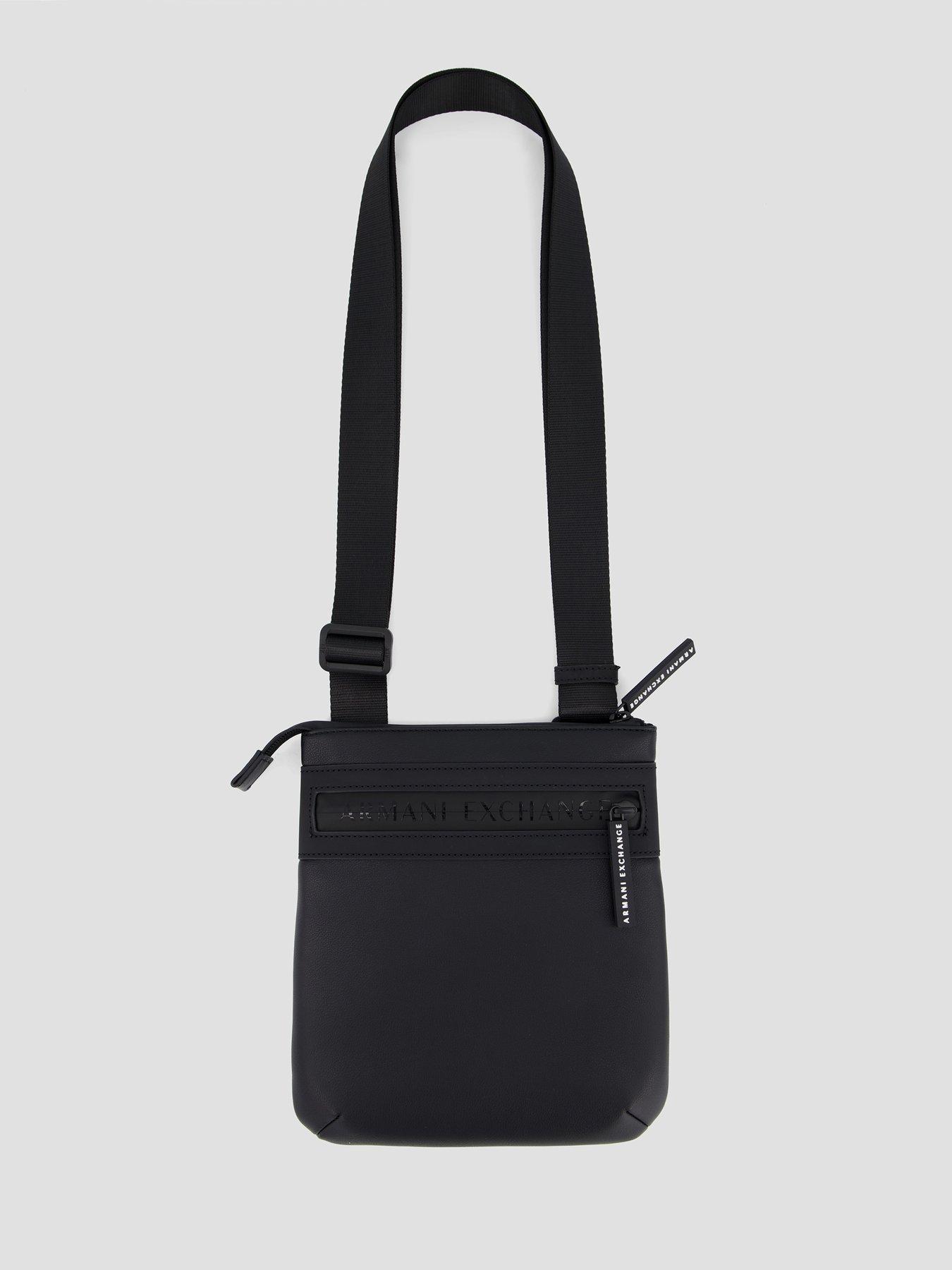 Image 2 of 4 of Armani Exchange Flat Crossbody Messenger Bag - Black