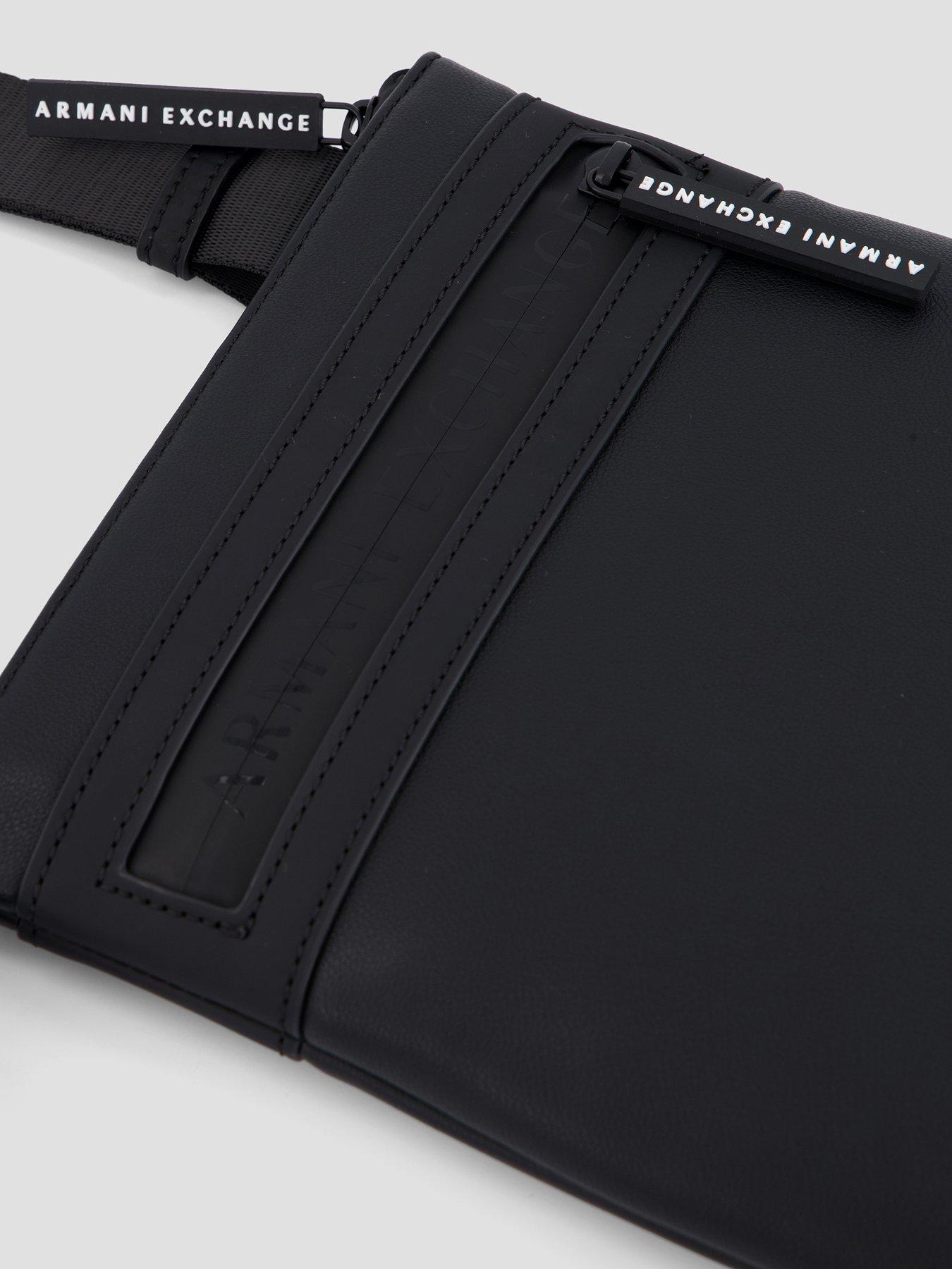 Image 3 of 4 of Armani Exchange Flat Crossbody Messenger Bag - Black