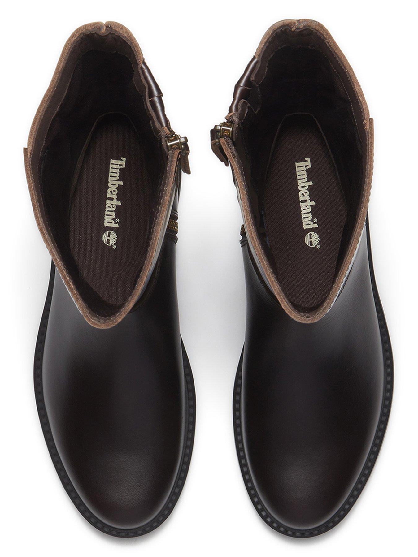 Image 4 of 7 of Timberland Womens Tall Zip Up Full Grain Leather Boots - Brown
