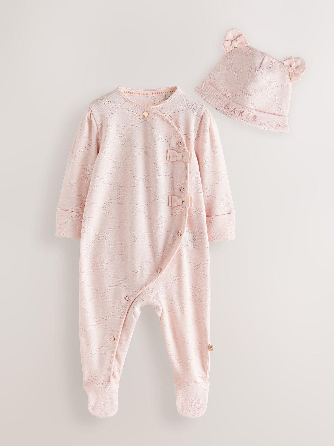 Ted Baker Baby Girls Pointelle Sleepsuit & Hat - Light Pink