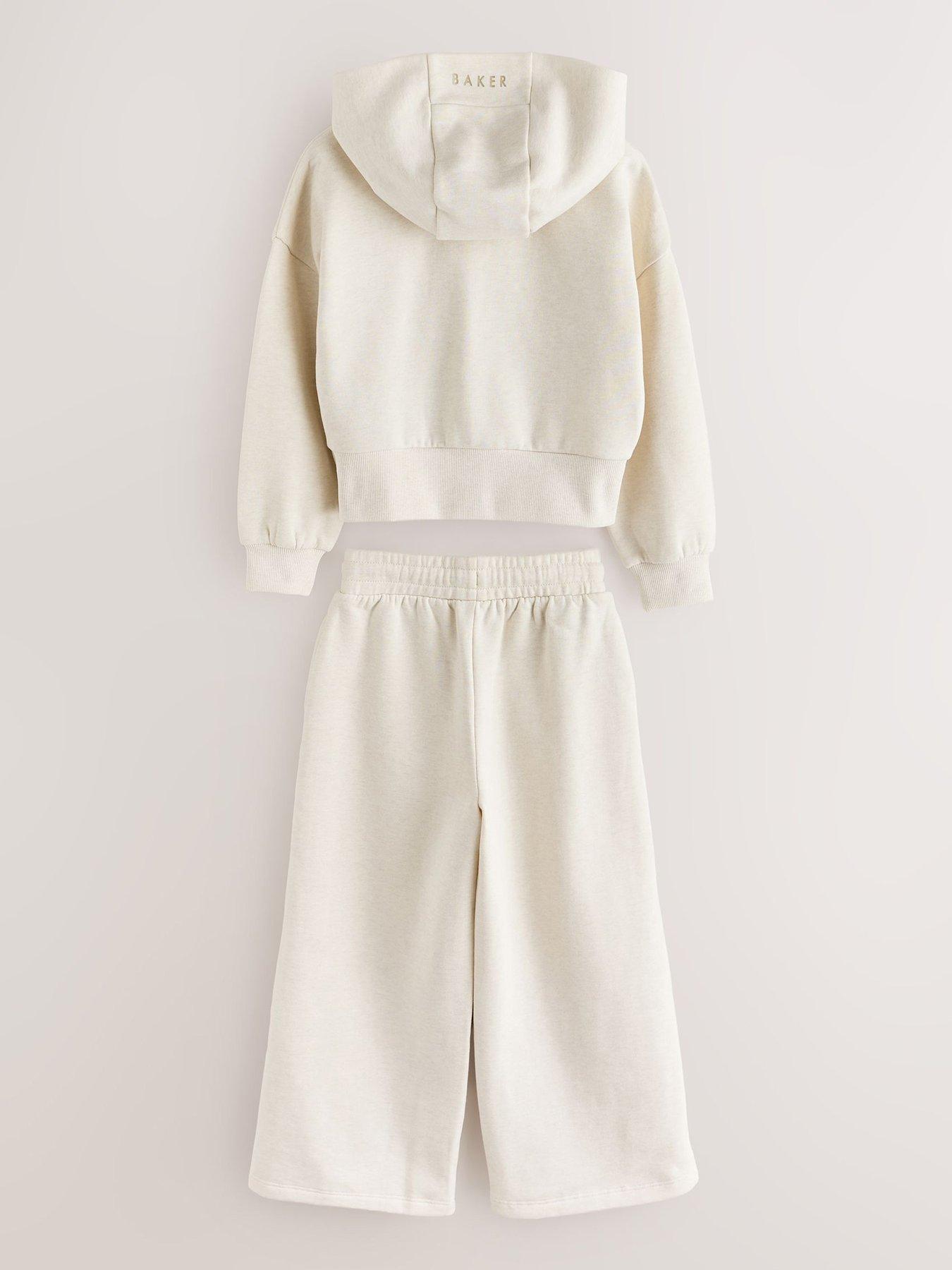 Image 3 of 7 of Ted Baker Older Girls Zip Through Hoodie &amp; Wide Leg Jogger Co-Ord Set &nbsp;- Cream