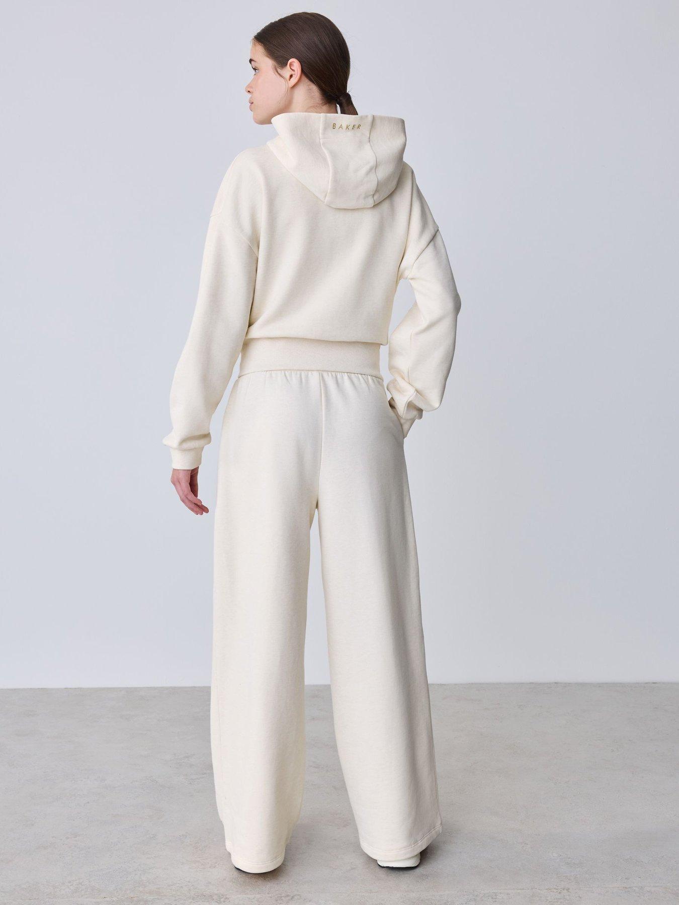 Image 7 of 7 of Ted Baker Older Girls Zip Through Hoodie &amp; Wide Leg Jogger Co-Ord Set &nbsp;- Cream