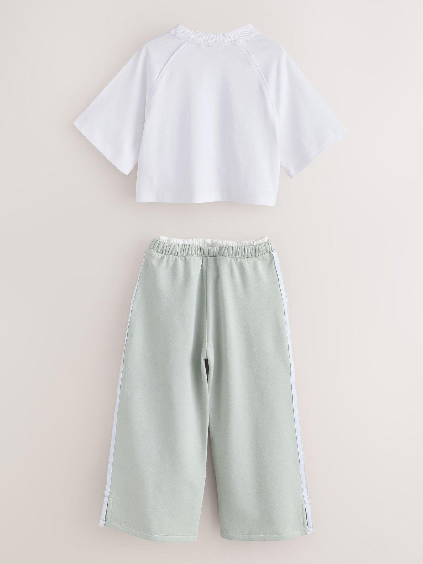 Image 3 of 7 of Ted Baker Older Girls 2 Piece Boxy T-shirt &amp; Contrast Waistband Trousers Set - Green