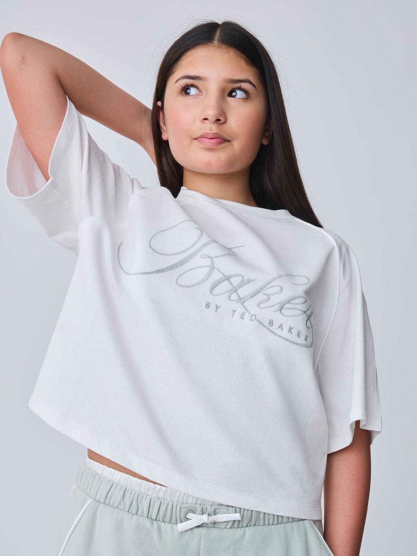 Image 6 of 7 of Ted Baker Older Girls 2 Piece Boxy T-shirt &amp; Contrast Waistband Trousers Set - Green