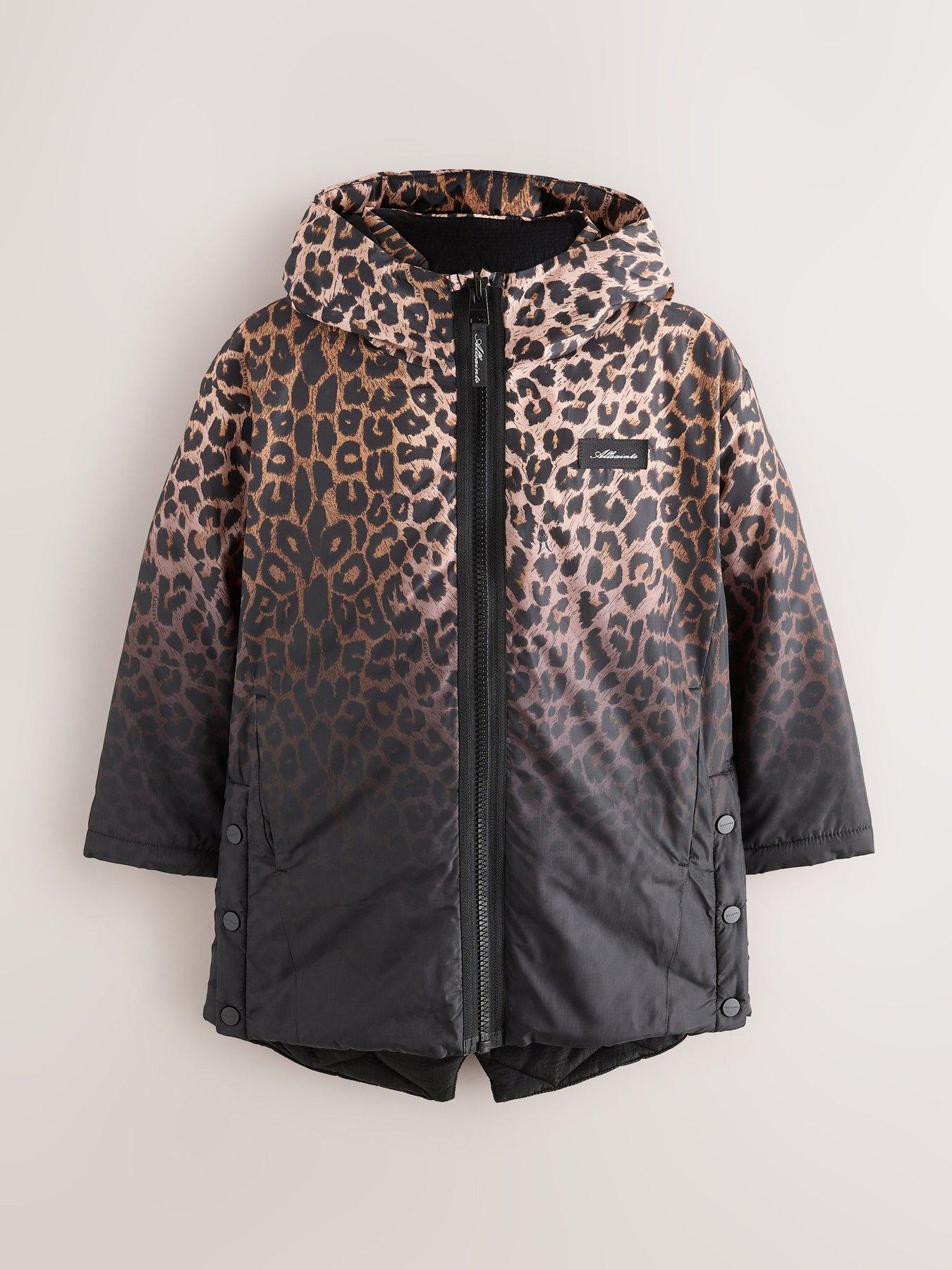 smALLSAINTS Girls' Leopard Ombre Print Hooded Padded Coat - Multi