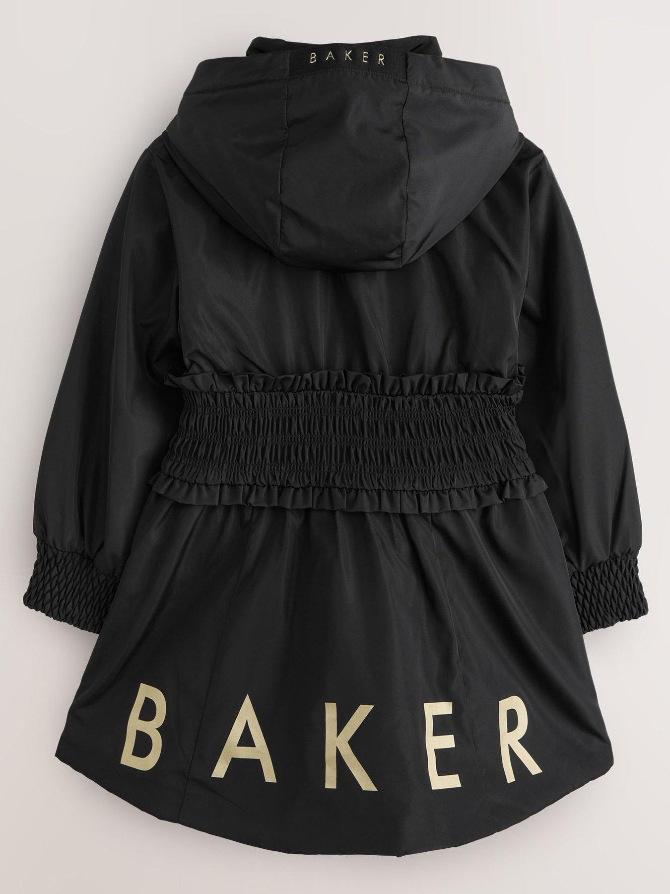 Image 3 of 7 of Ted Baker Older Girls Shower Resistant Shirred Waist Raincoat - Black