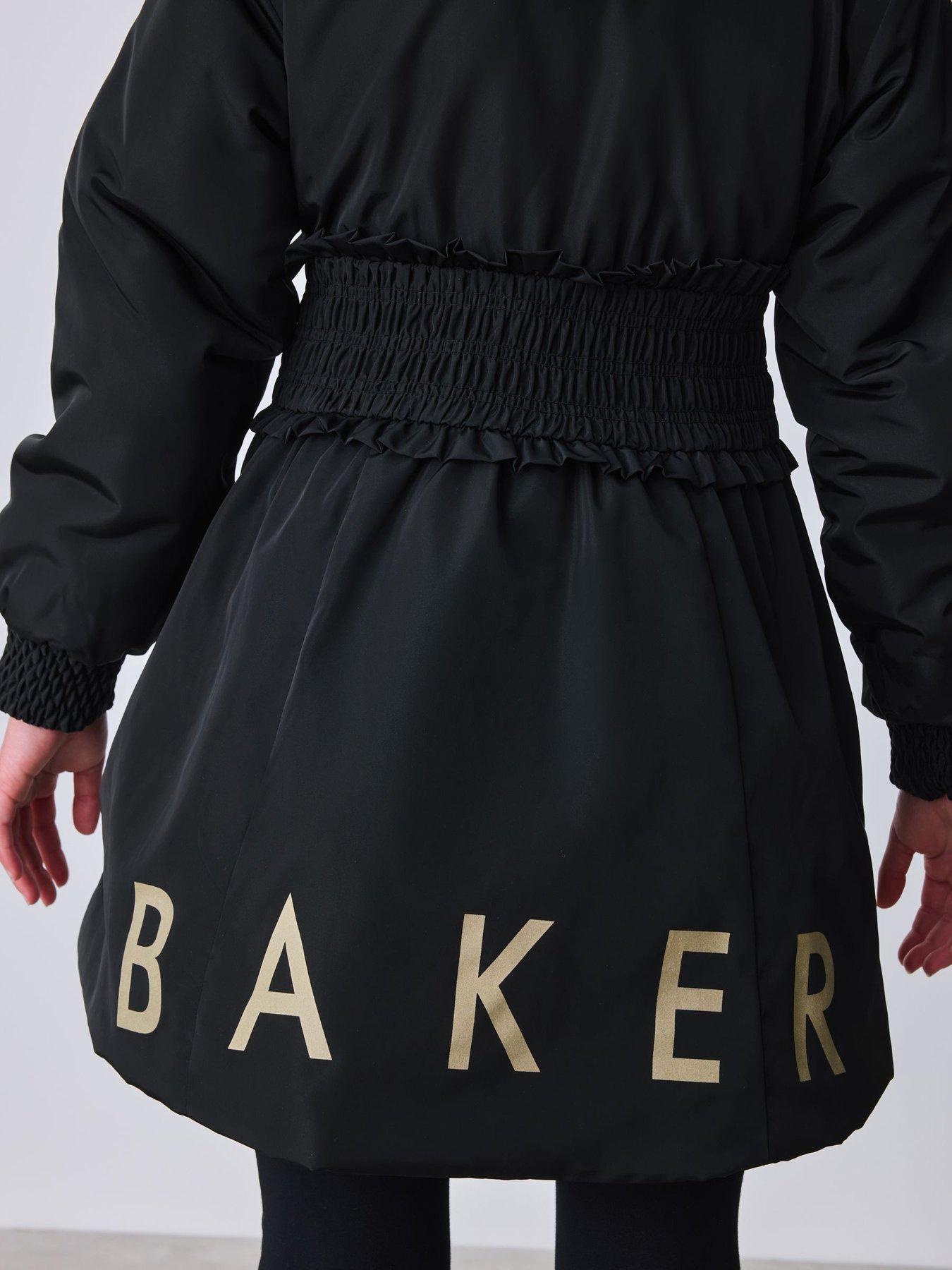 Image 4 of 7 of Ted Baker Older Girls Shower Resistant Shirred Waist Raincoat - Black