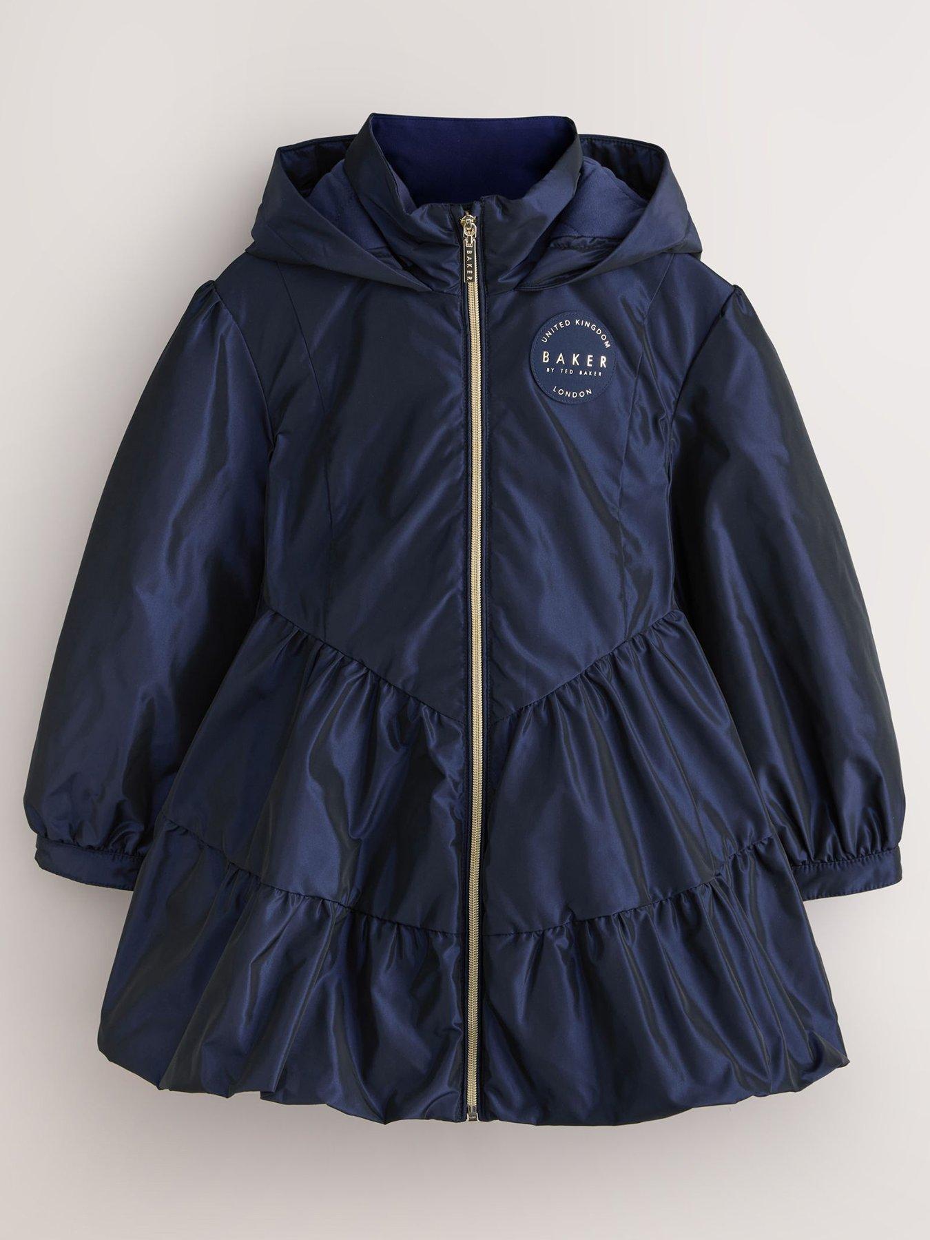 Image 2 of 7 of Ted Baker Girls Shower Resistant Tiered Skirt Raincoat - Navy