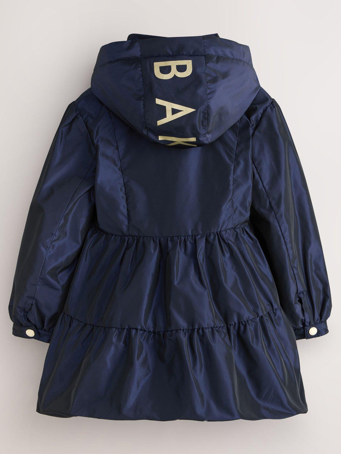 Image 3 of 7 of Ted Baker Girls Shower Resistant Tiered Skirt Raincoat - Navy