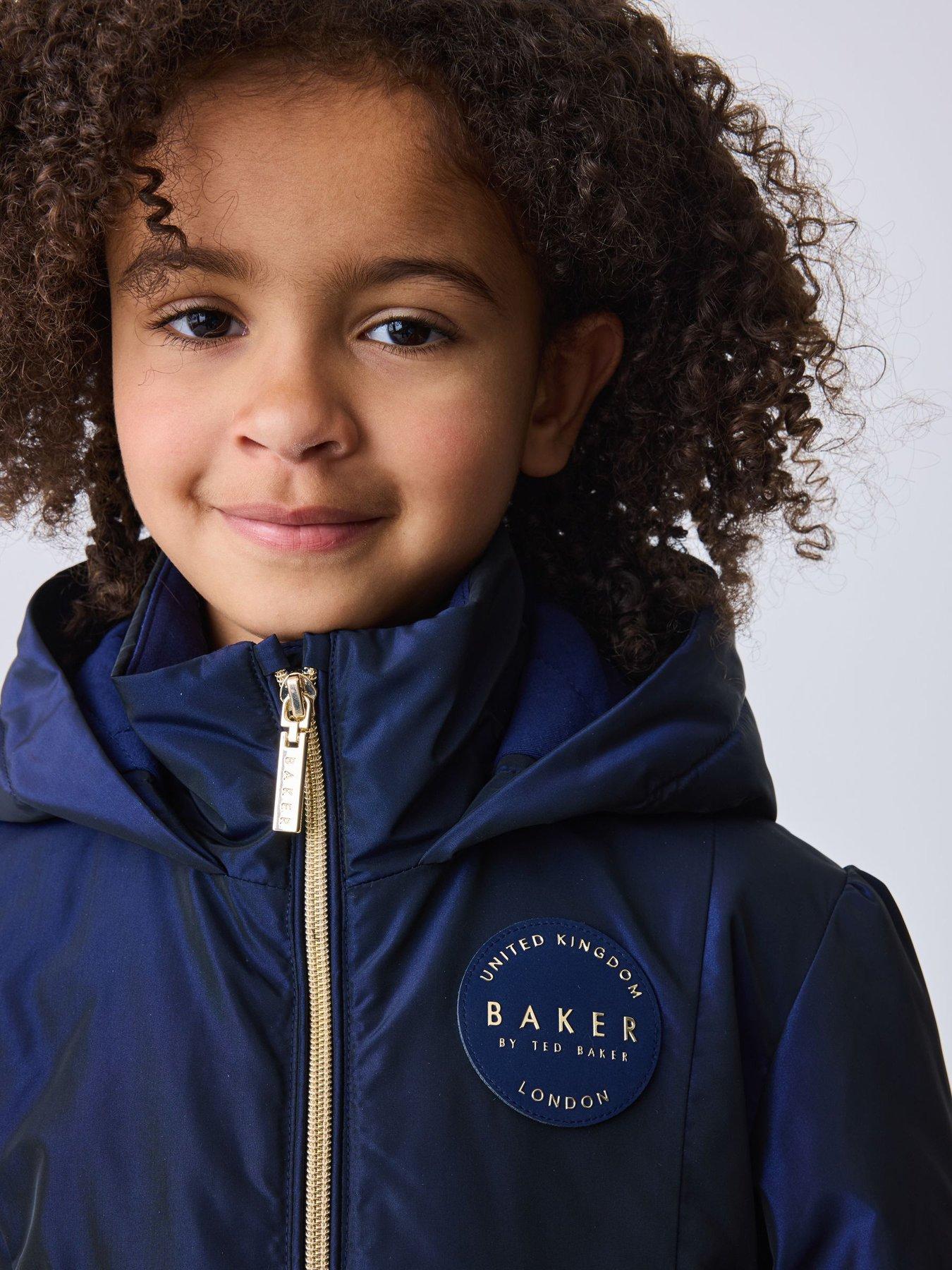 Image 4 of 7 of Ted Baker Girls Shower Resistant Tiered Skirt Raincoat - Navy