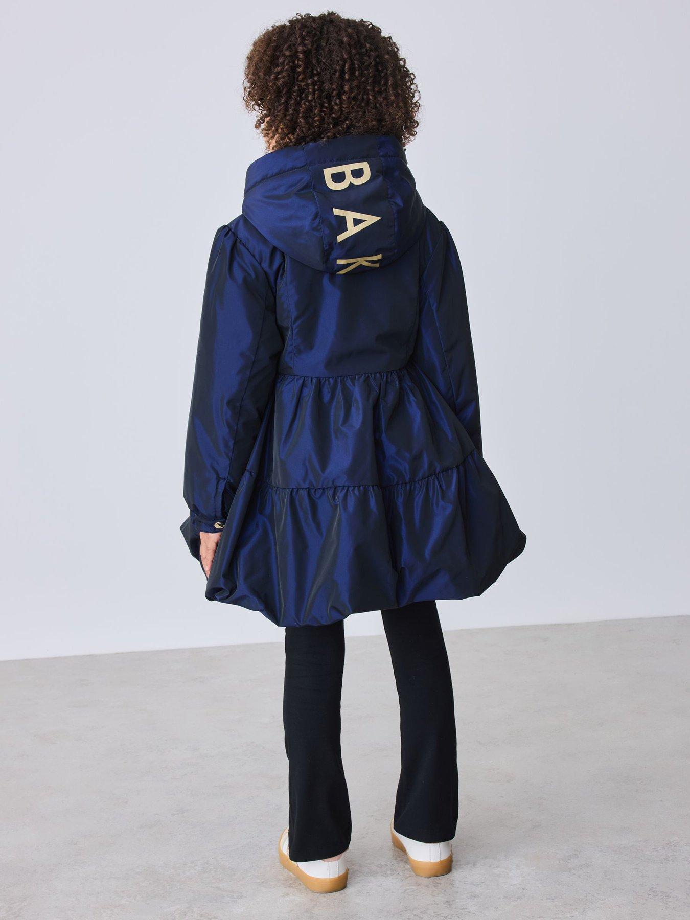 Image 5 of 7 of Ted Baker Girls Shower Resistant Tiered Skirt Raincoat - Navy