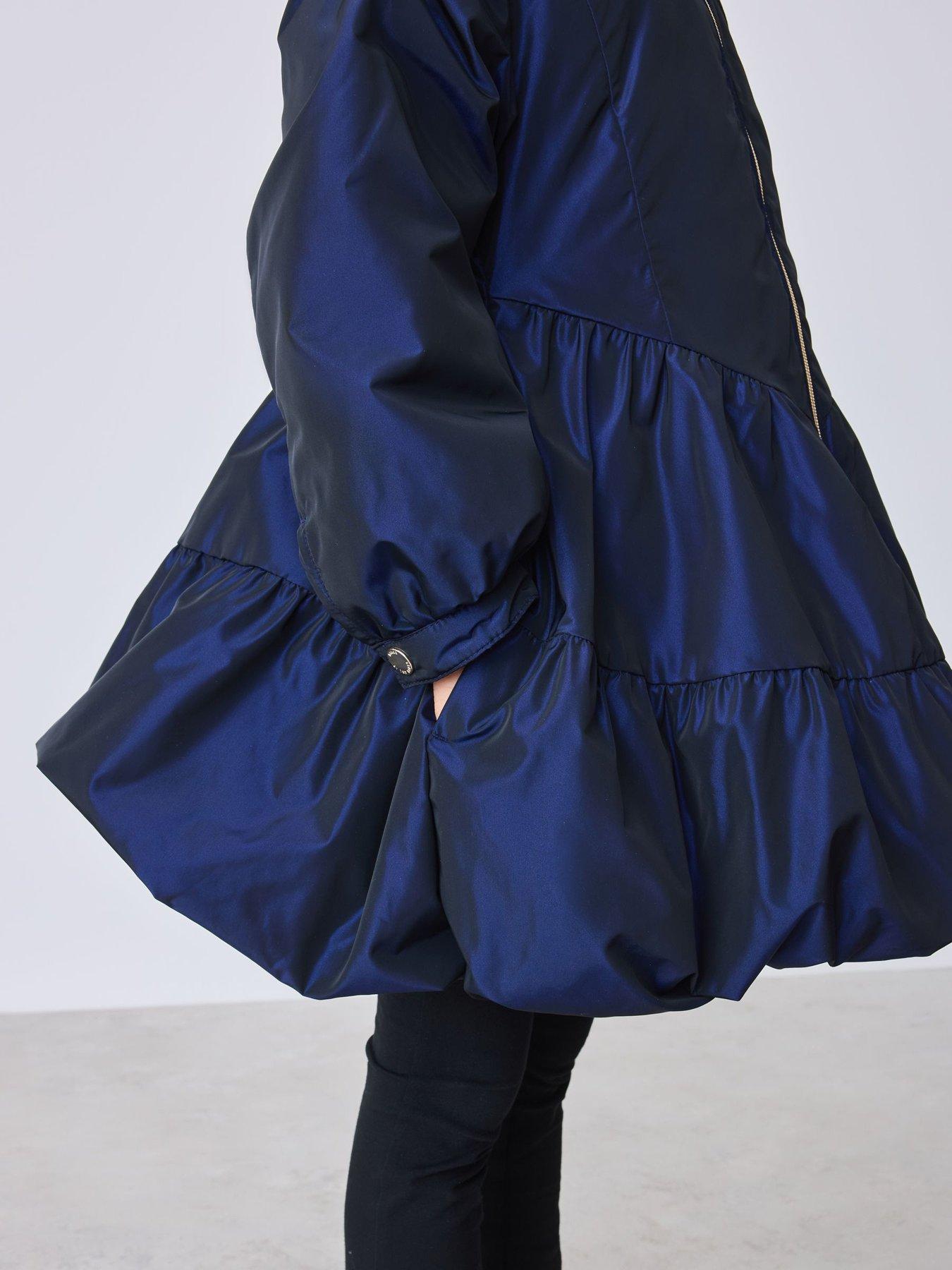 Image 6 of 7 of Ted Baker Girls Shower Resistant Tiered Skirt Raincoat - Navy