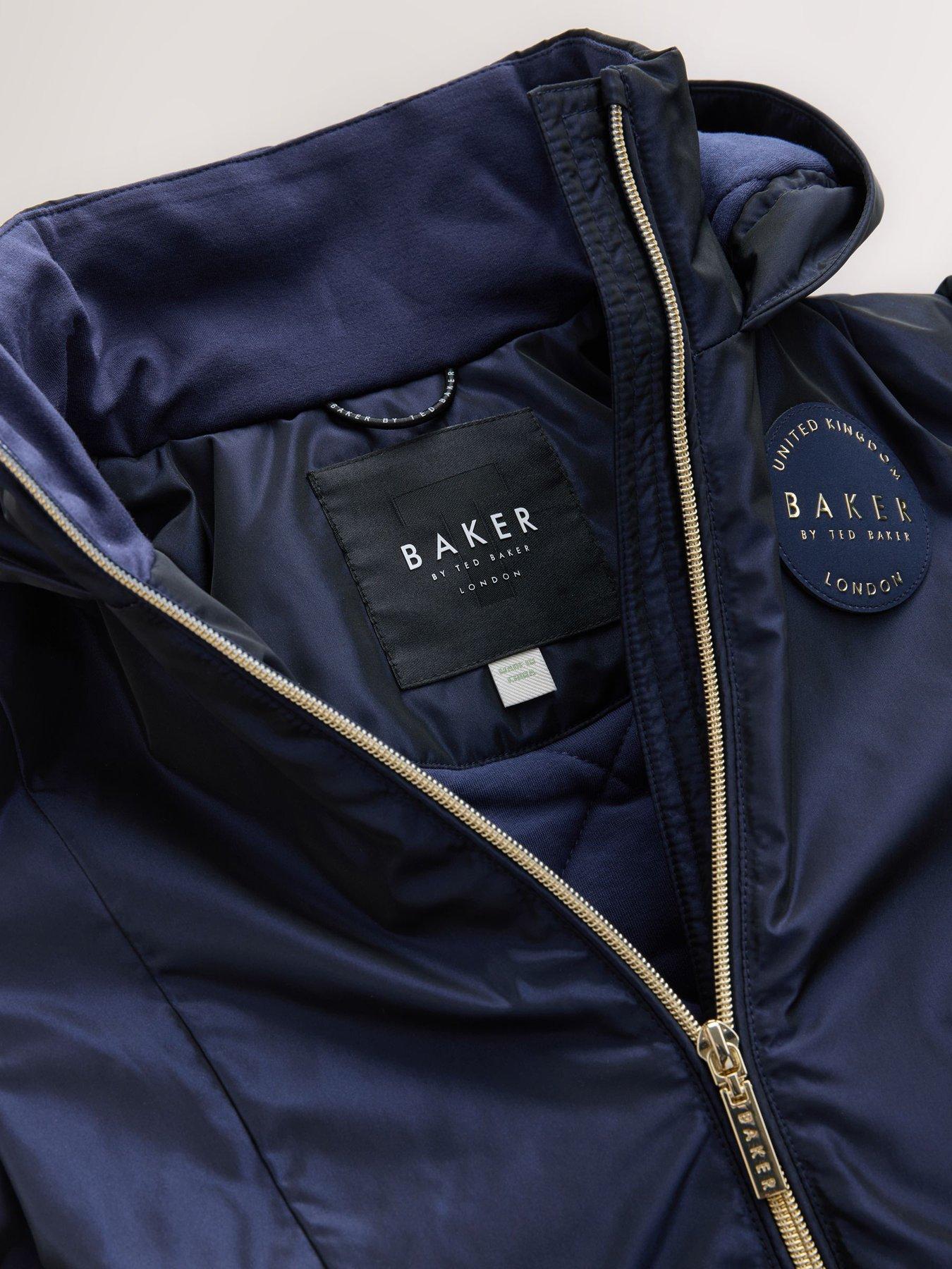 Image 7 of 7 of Ted Baker Girls Shower Resistant Tiered Skirt Raincoat - Navy