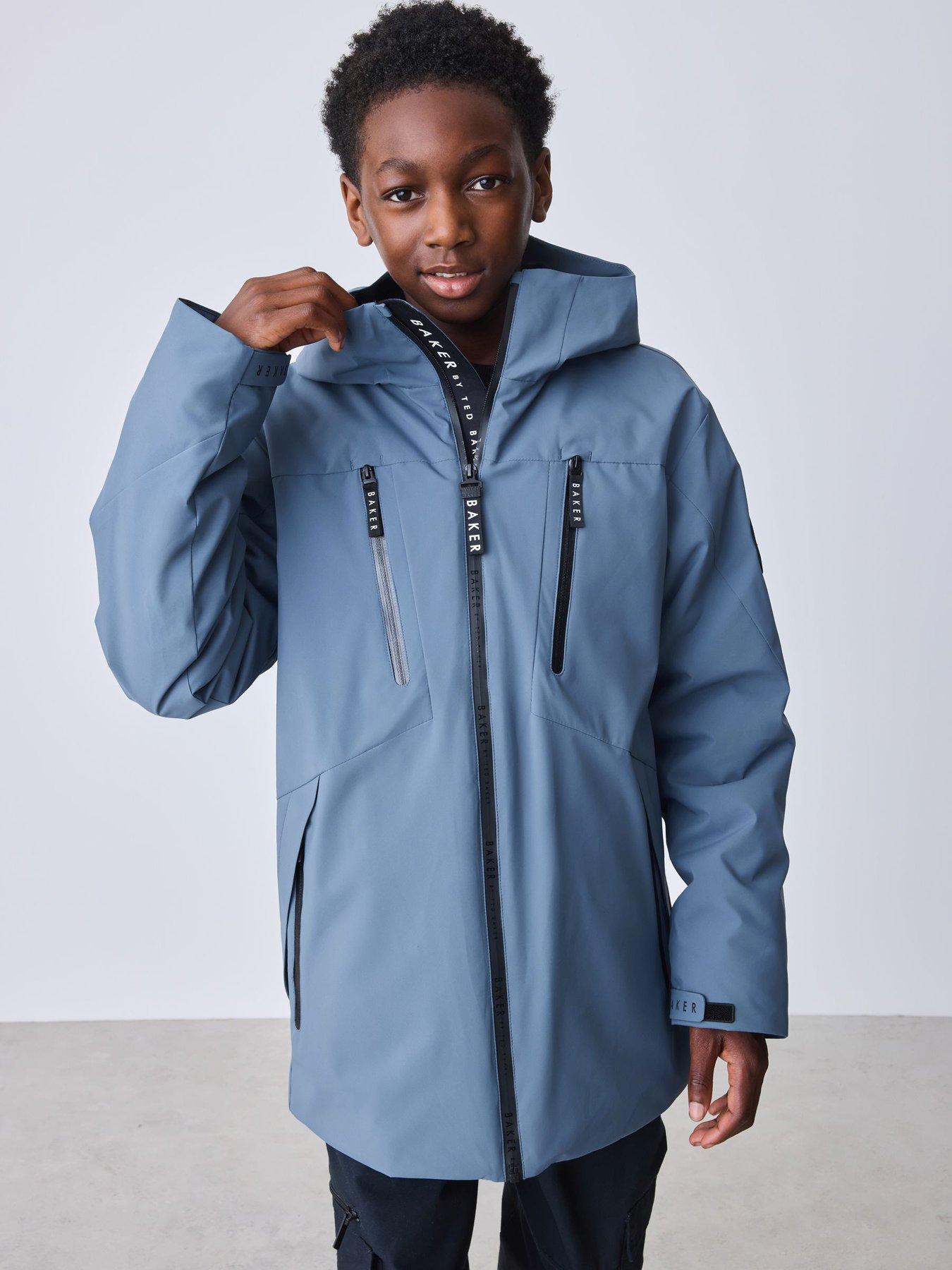 Ted Baker Boys Shower Resistant Midlength Lightweight Coat - Blue