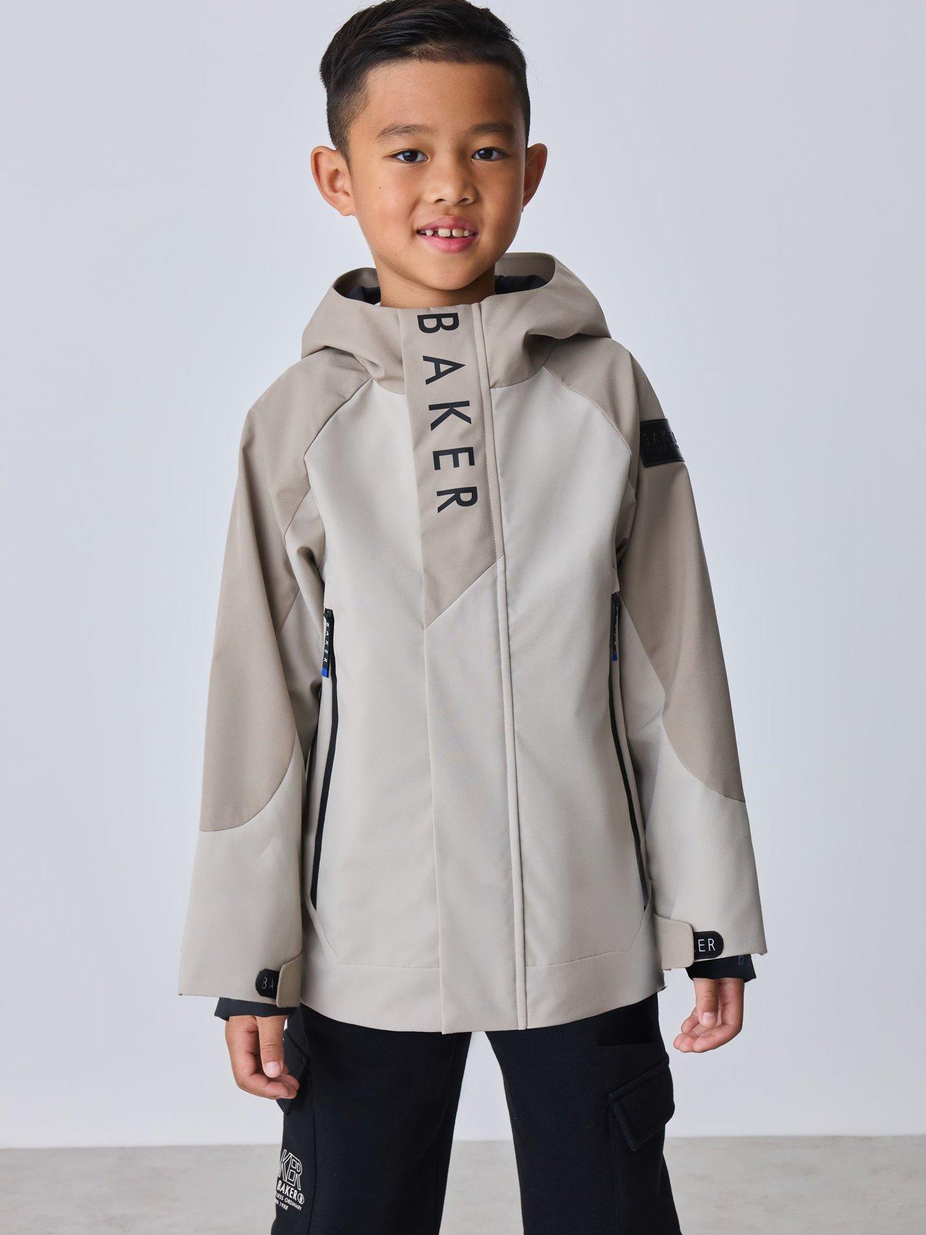 Ted Baker Boys Shower Resistant Colourblock Jacket - Beige in Grey