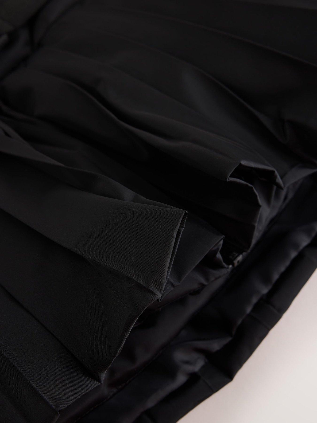 Image 5 of 7 of Ted Baker Older Girls Shower Resistant Short Belted Pleat Skirt Coat - Black