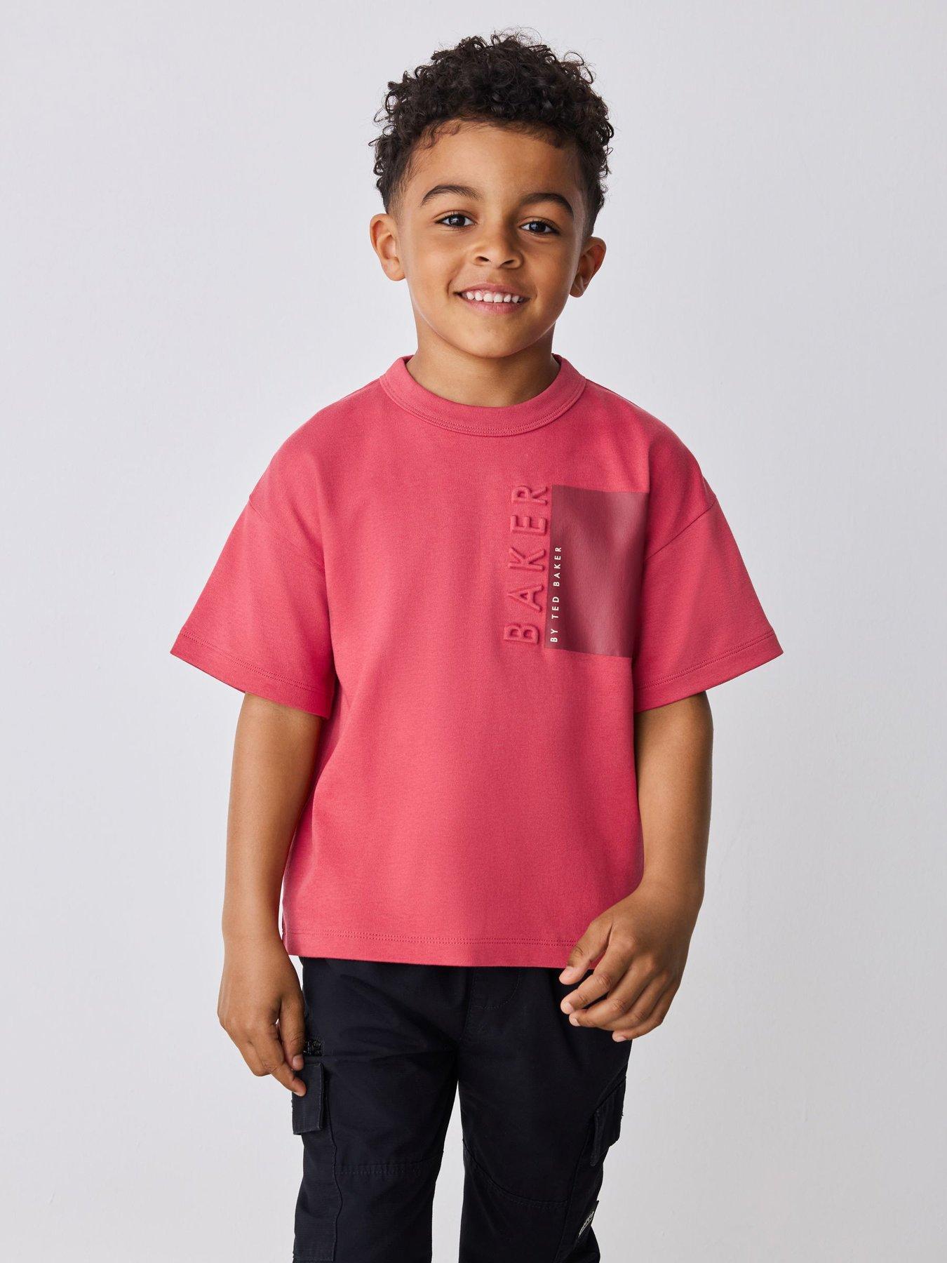 Ted Baker Boys Embossed Short Sleeve T-Shirt - Red
